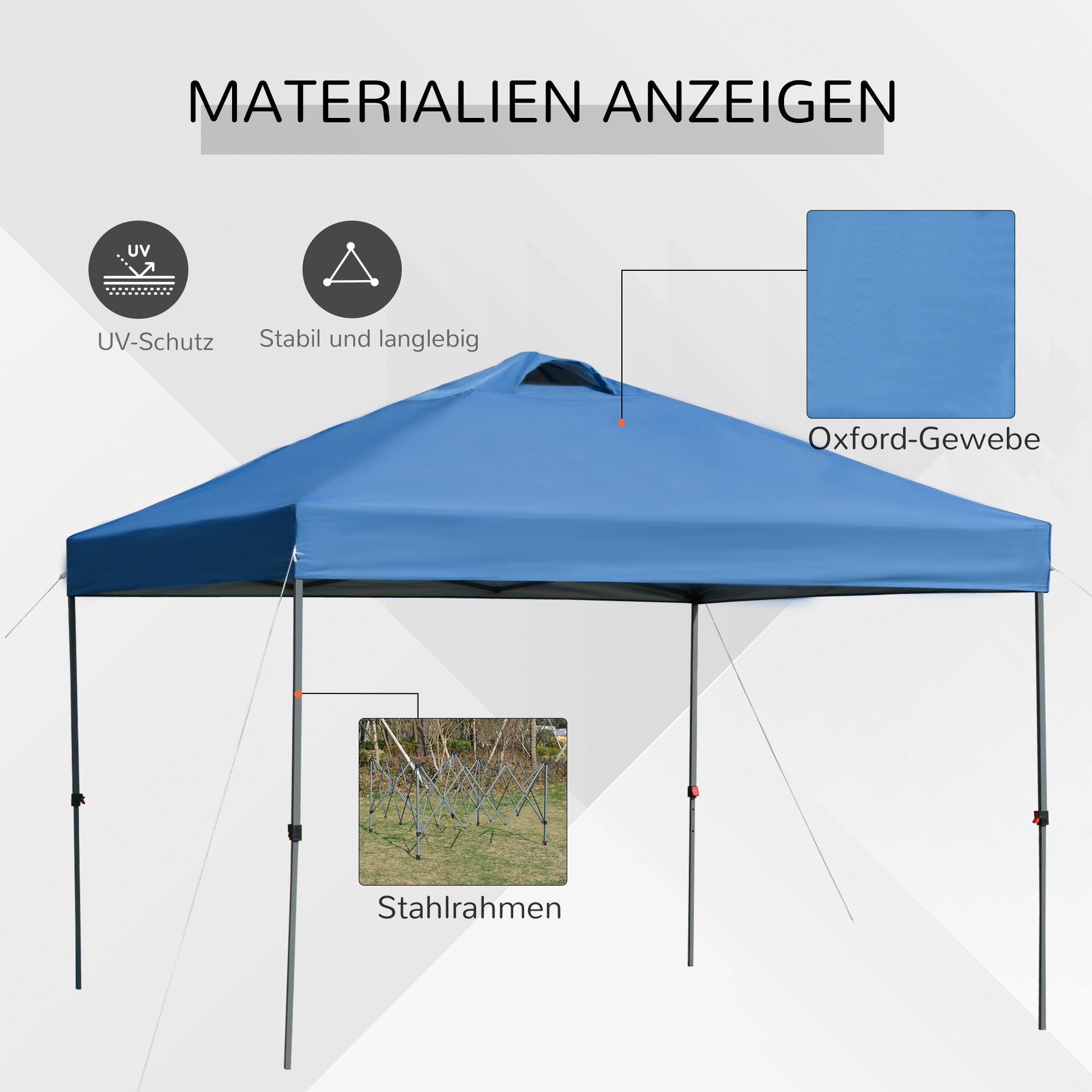 Pavilion approx. 3x3m, waterproof Stable Winterproof Pop-up Folding Pavilion, UV Protection, Foldable Party Tent, Garden Tent with Bag, Garden Pavilion for Camping Garden, Blue