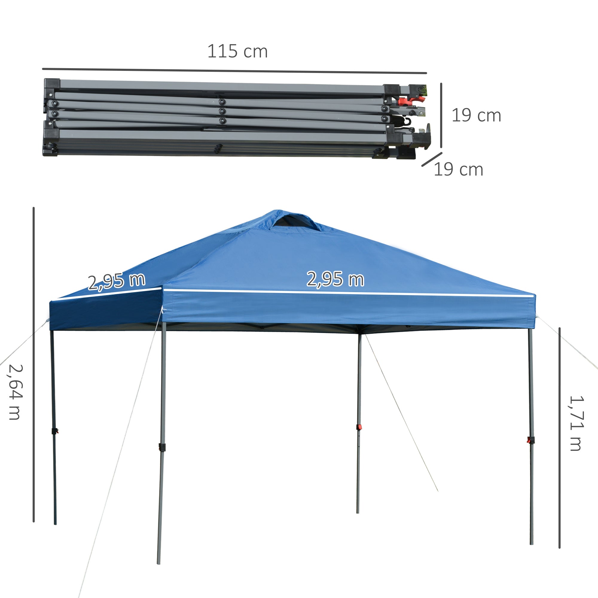 Pavilion approx. 3x3m, waterproof Stable Winterproof Pop-up Folding Pavilion, UV Protection, Foldable Party Tent, Garden Tent with Bag, Garden Pavilion for Camping Garden, Blue
