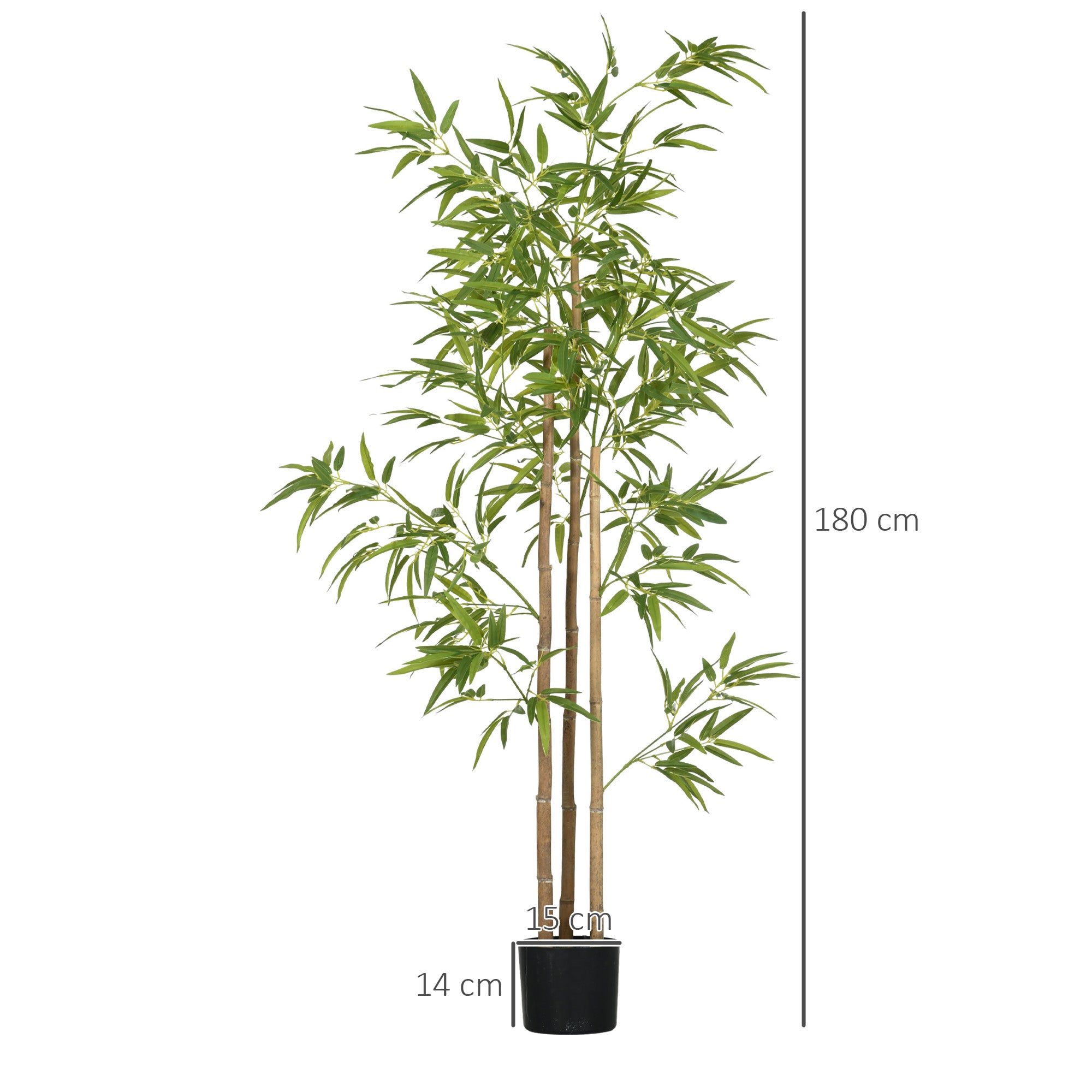Set of 2 Artificial Bamboo Plants Artificial Tree Height 180 cm with Pot, Interior Decoration, Very Realistic