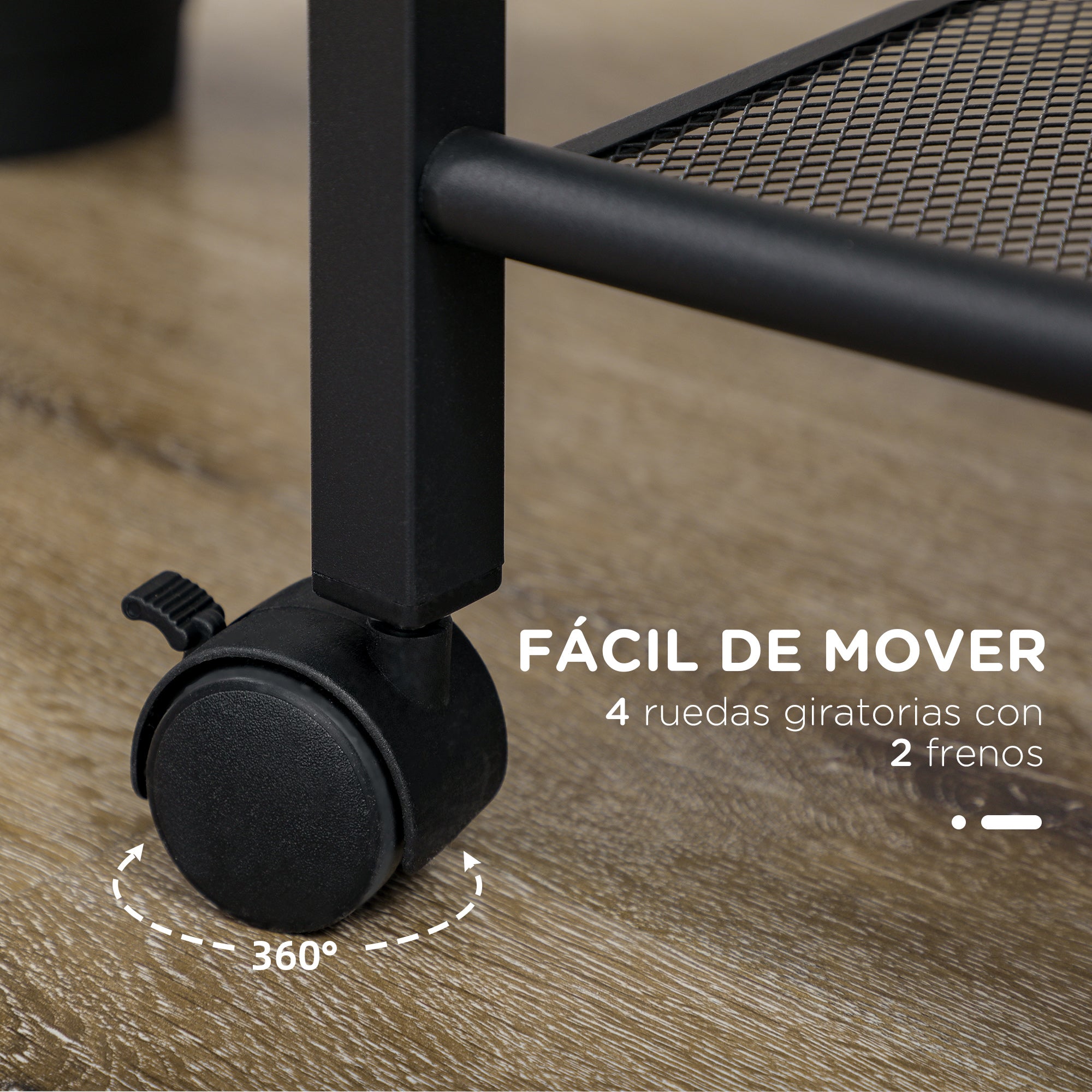 Utility Cart with Wheels 3-Tier Storage Cart with Fabric Bag 2 Hooks and Steel Frame for Living Room Kitchen Dining Room 66x40x80.5 cm Gray