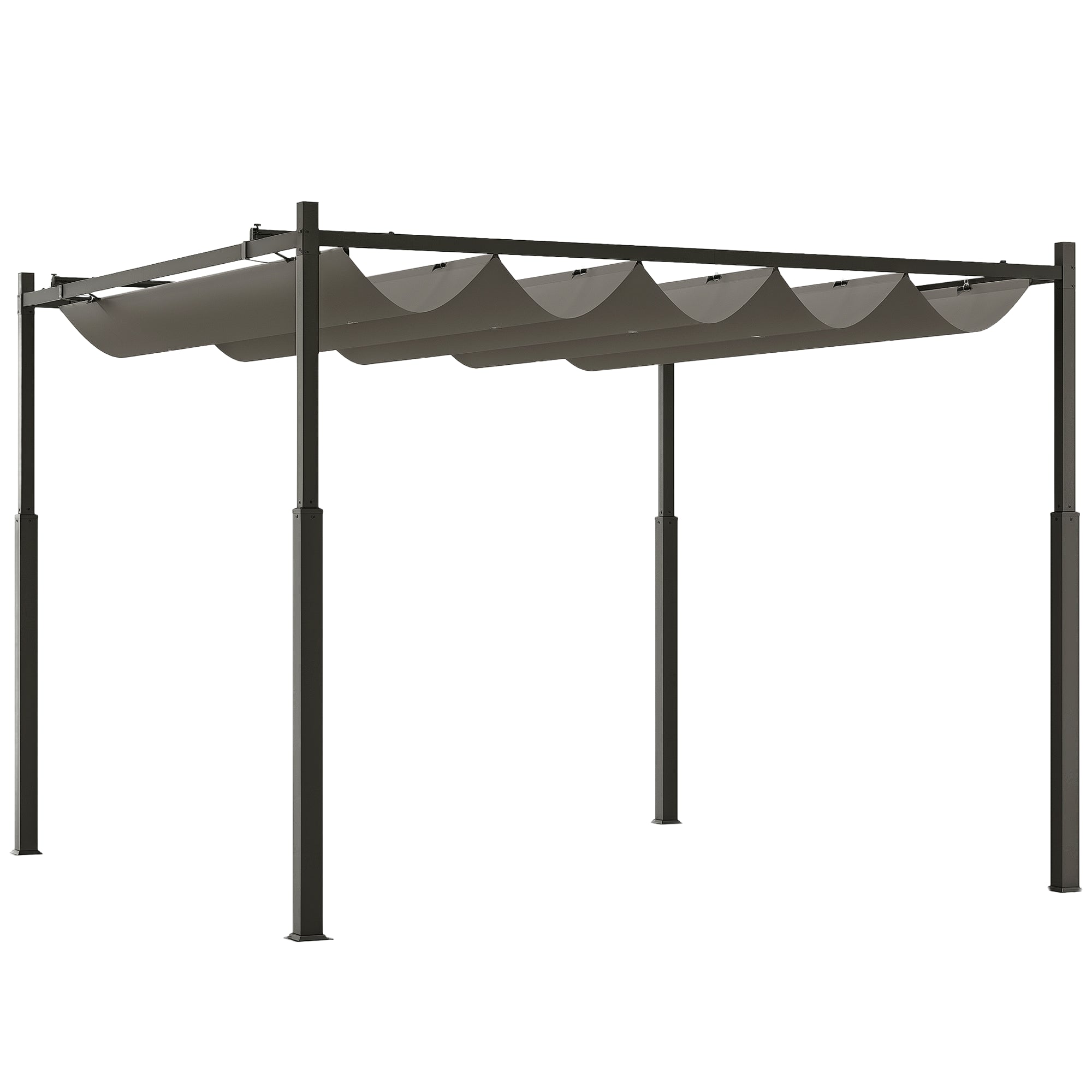 Retractable Pergola 3 x 3 m (approx. 9'9" x 9'9") – 180 gsm Polyester, UPF30+, Magnetic Fixing, Gray