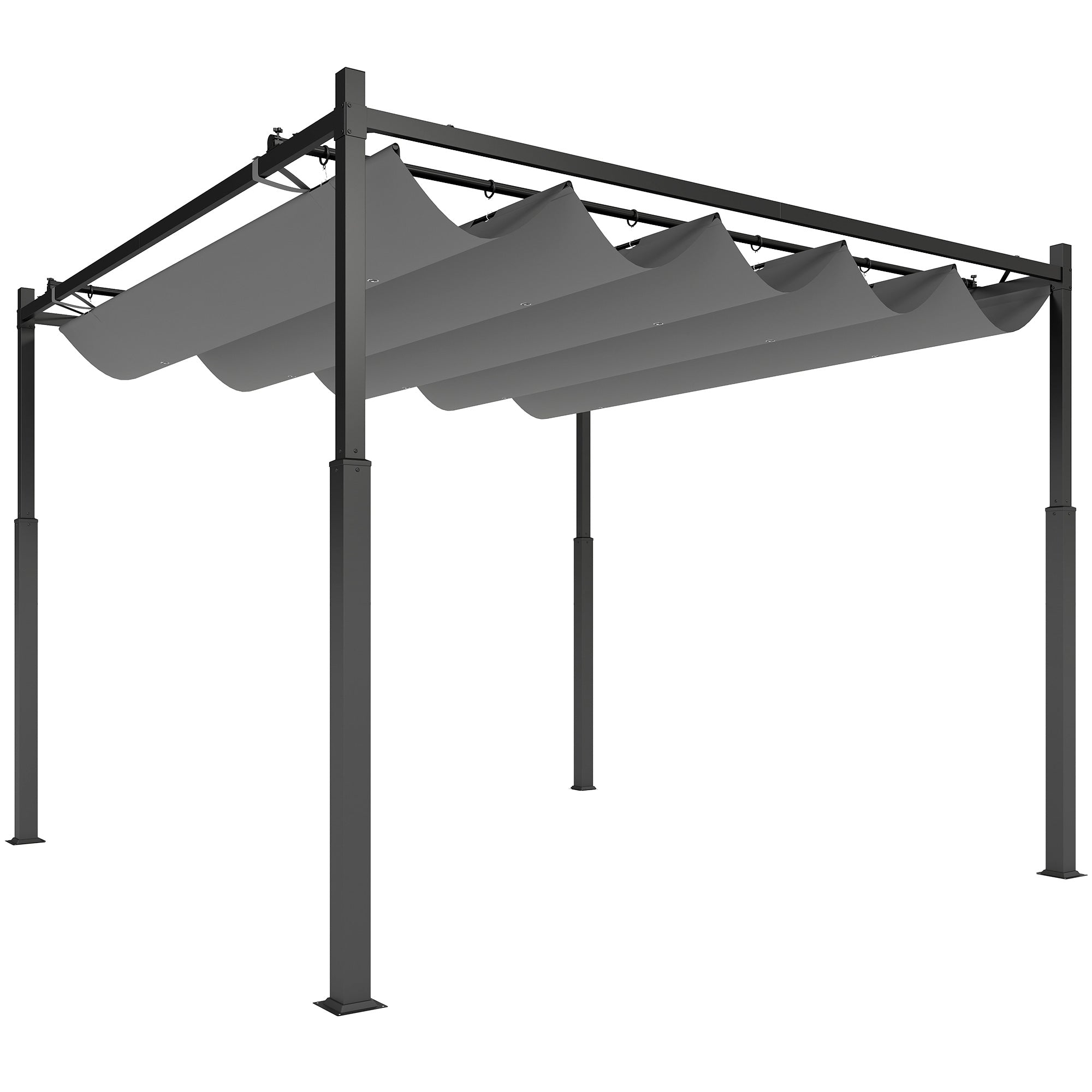 Retractable Pergola 3 x 3 m (approx. 9'9" x 9'9") – 180 gsm Polyester, UPF30+, Magnetic Fixing, Gray