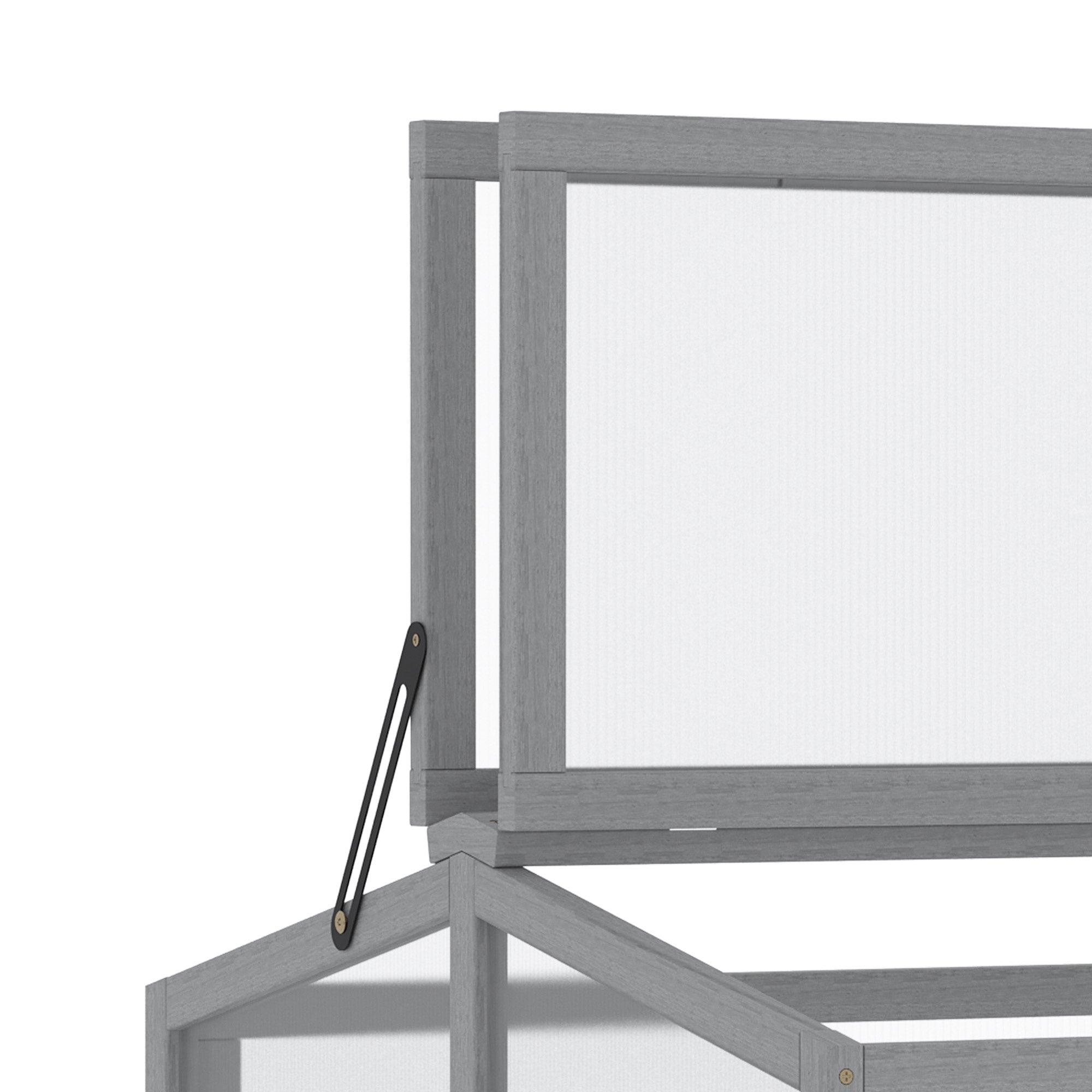 Cold Frame Greenhouse Planting Bed with Cover made of Wood and Polycarbonate Weatherproof Light Gray 90 x 80 x 58 cm