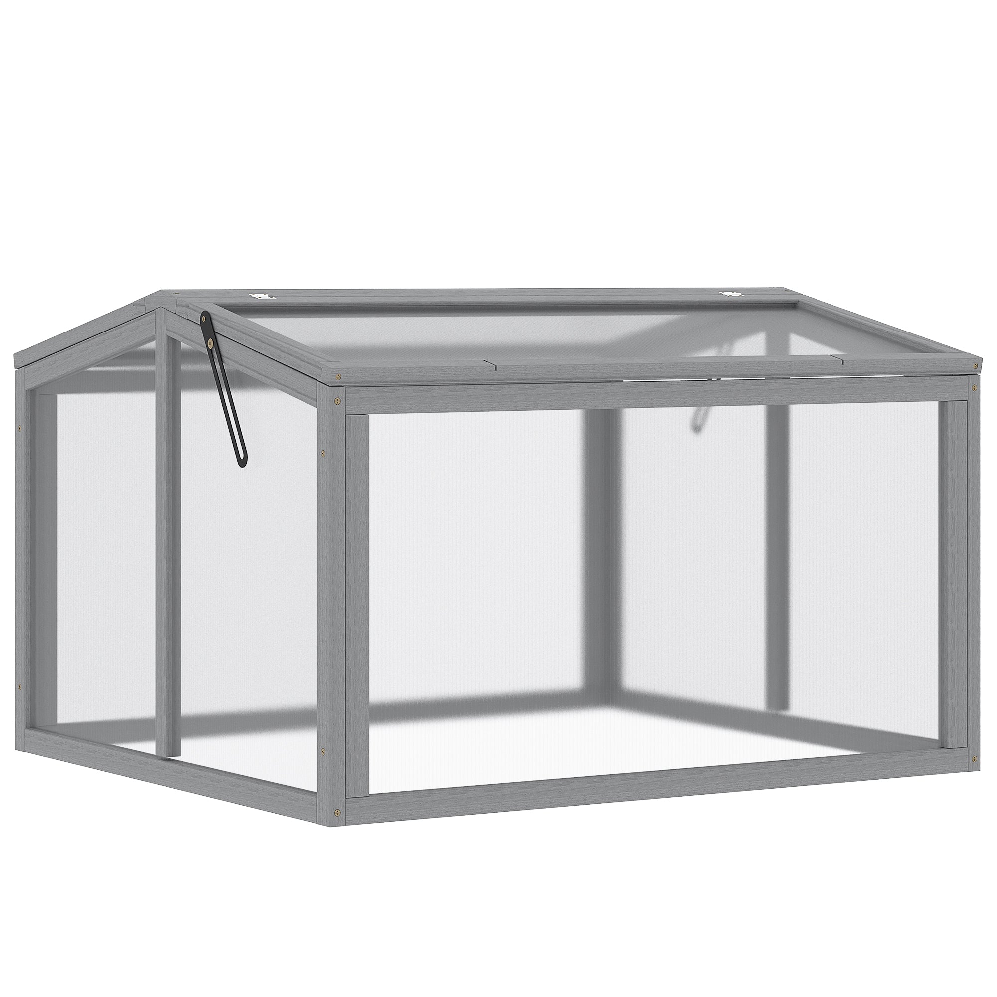Cold Frame Greenhouse Planting Bed with Cover made of Wood and Polycarbonate Weatherproof Light Gray 90 x 80 x 58 cm