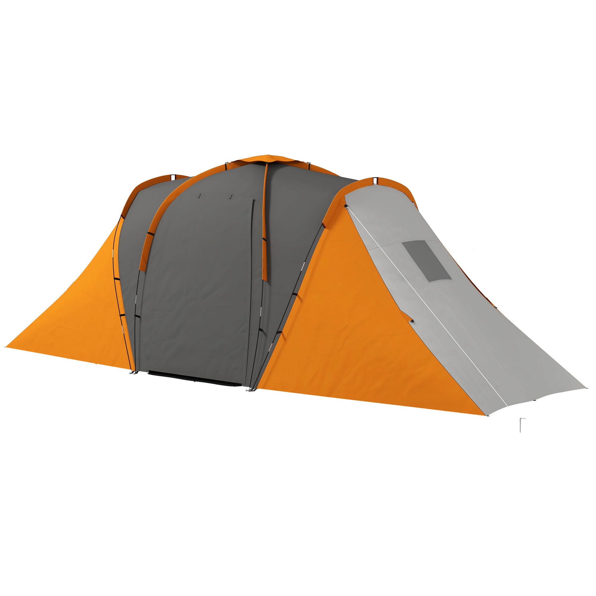 Tunnel Tent for 4–6 People — 2 Bedrooms + Living Area, 2000 mm Waterproof, Gray & Orange
