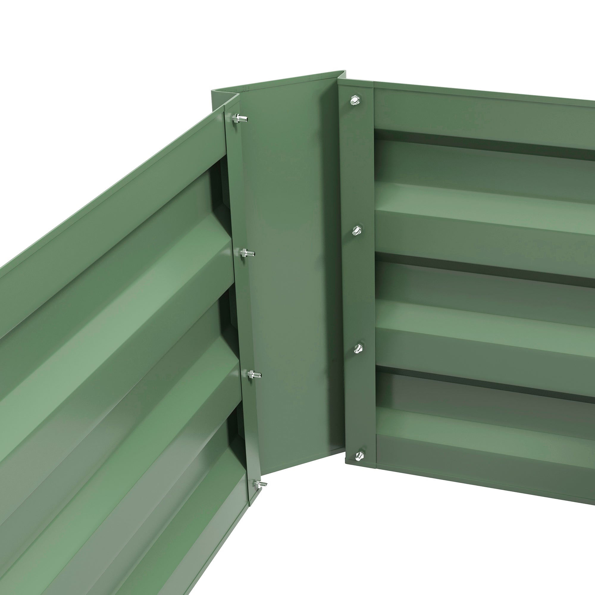 Set of 2 Rectangular Raised Garden Planters 100L x 50W x 30H cm - Green Corrugated Steel