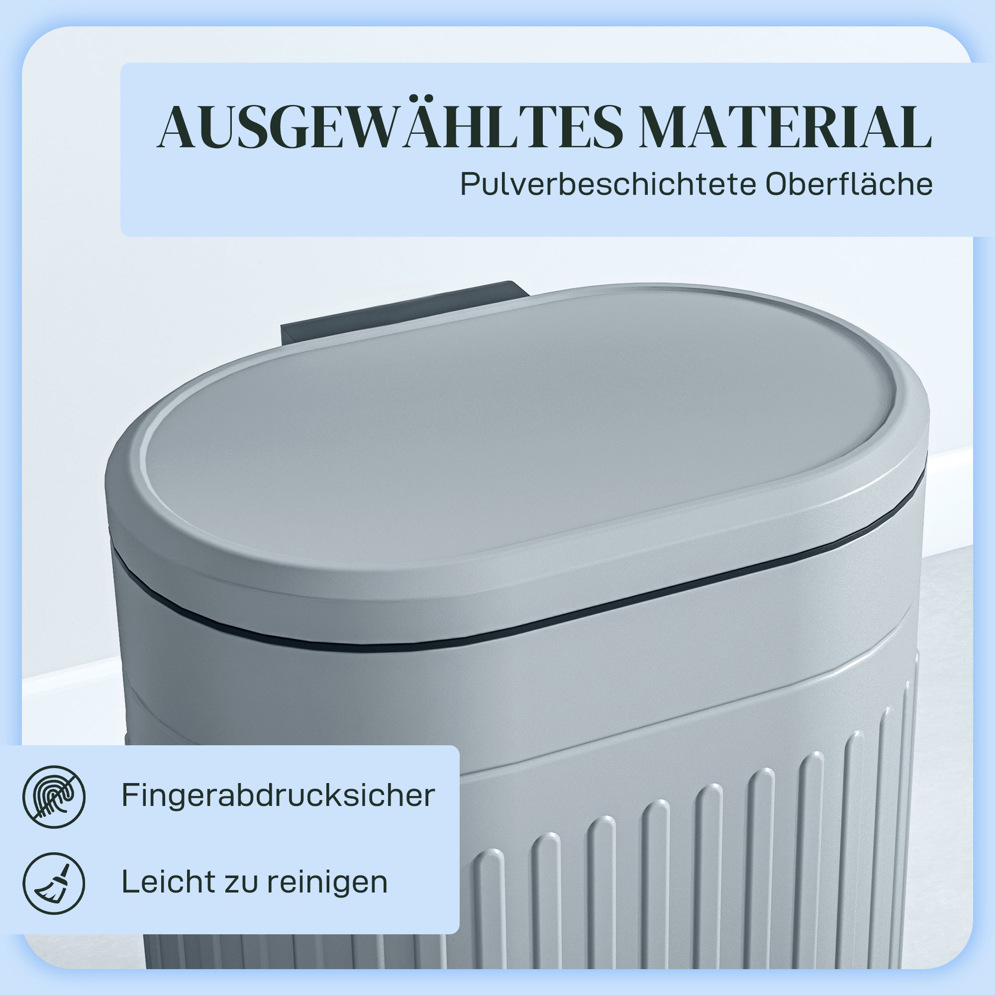 20L Step Trash Can with Lid and Foot Pedal, Removable Inner Bucket, Soft-Close, Gray (36.5 × 31.2 × 45 cm / 14.4 × 12.3 × 17.7 in)