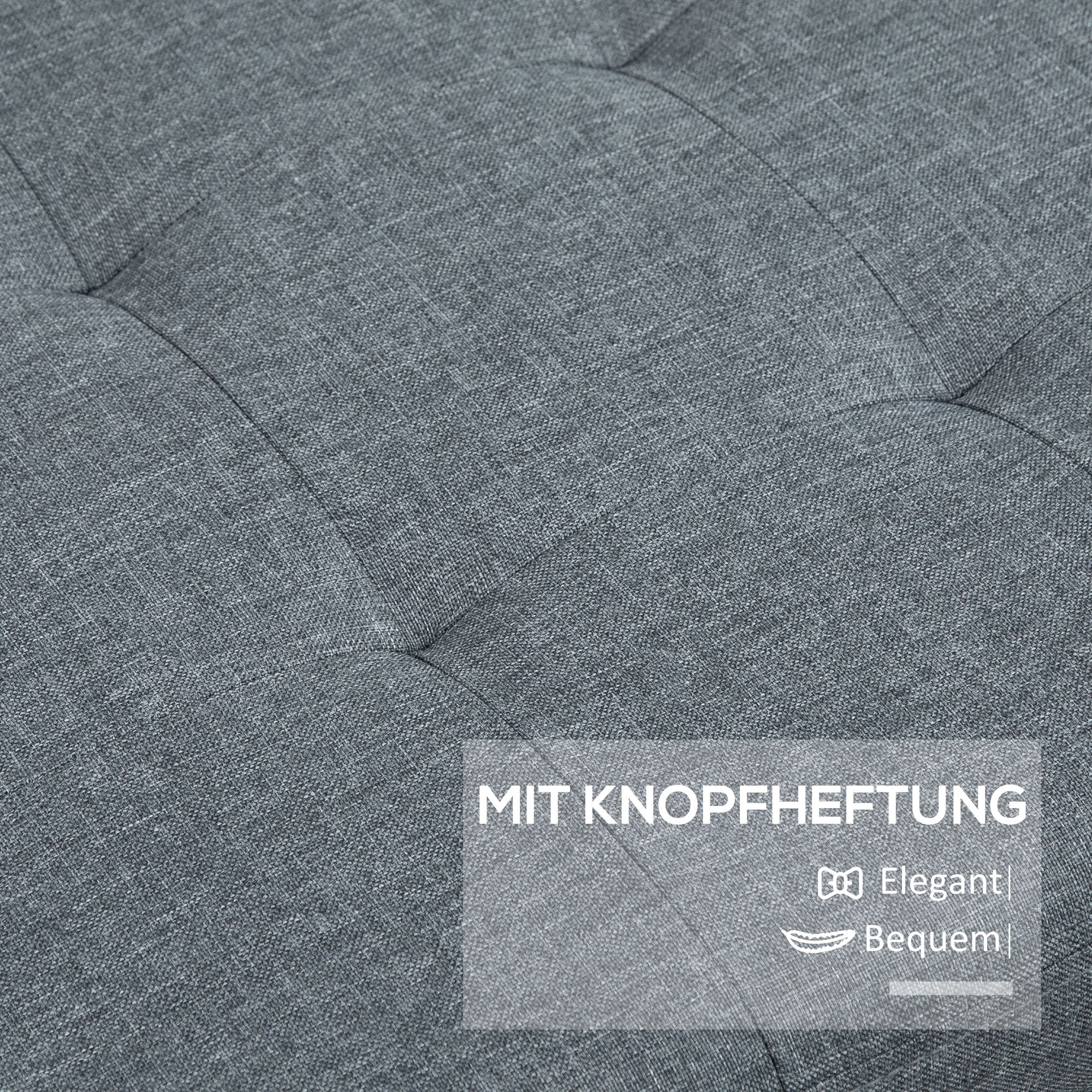 Bench, Upholstered Bench with Storage, Bed Bench with Lid, Linen Look, Chest Bench, Storage Bench for Living Room, Bedroom, Gray, 125 x 49 x 41.5 cm