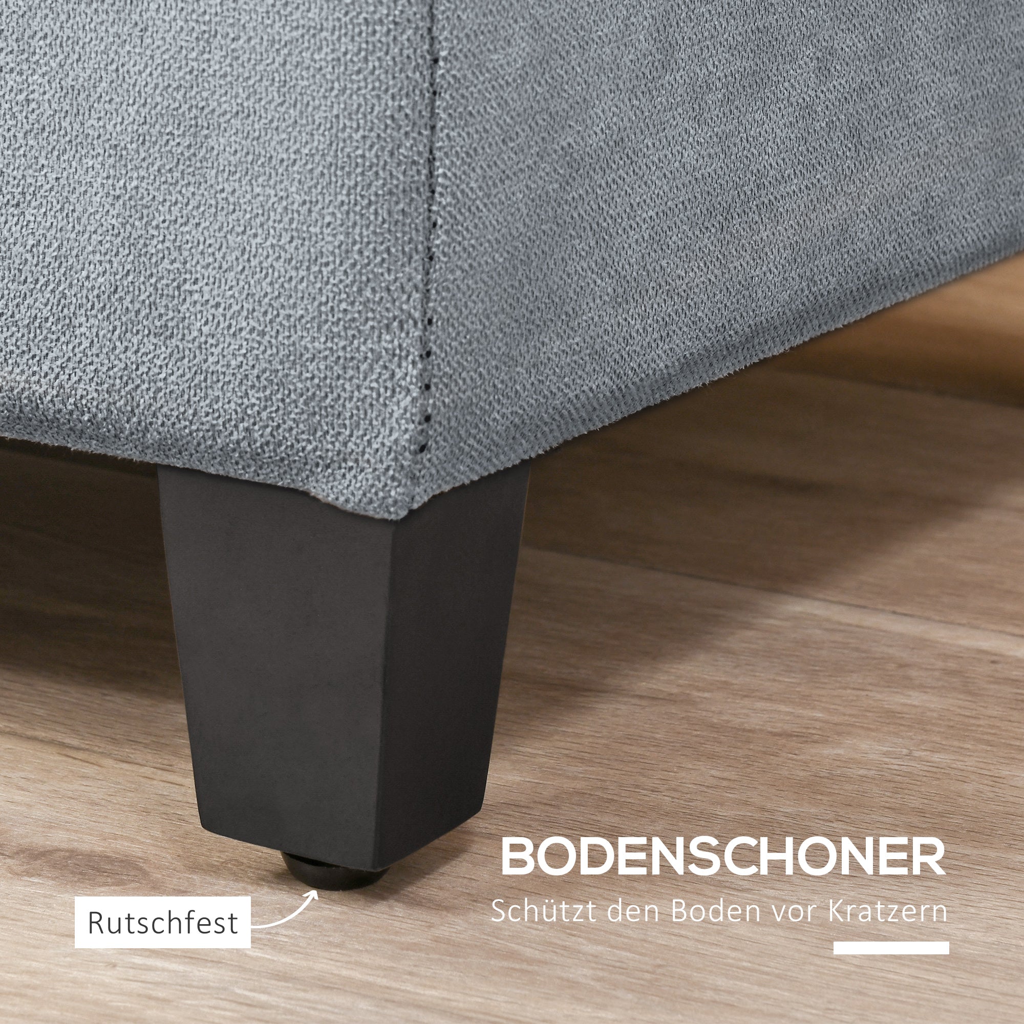 Bench, Upholstered Bench with Storage, Bed Bench with Lid, Linen Look, Chest Bench, Storage Bench for Living Room, Bedroom, Gray, 125 x 49 x 41.5 cm