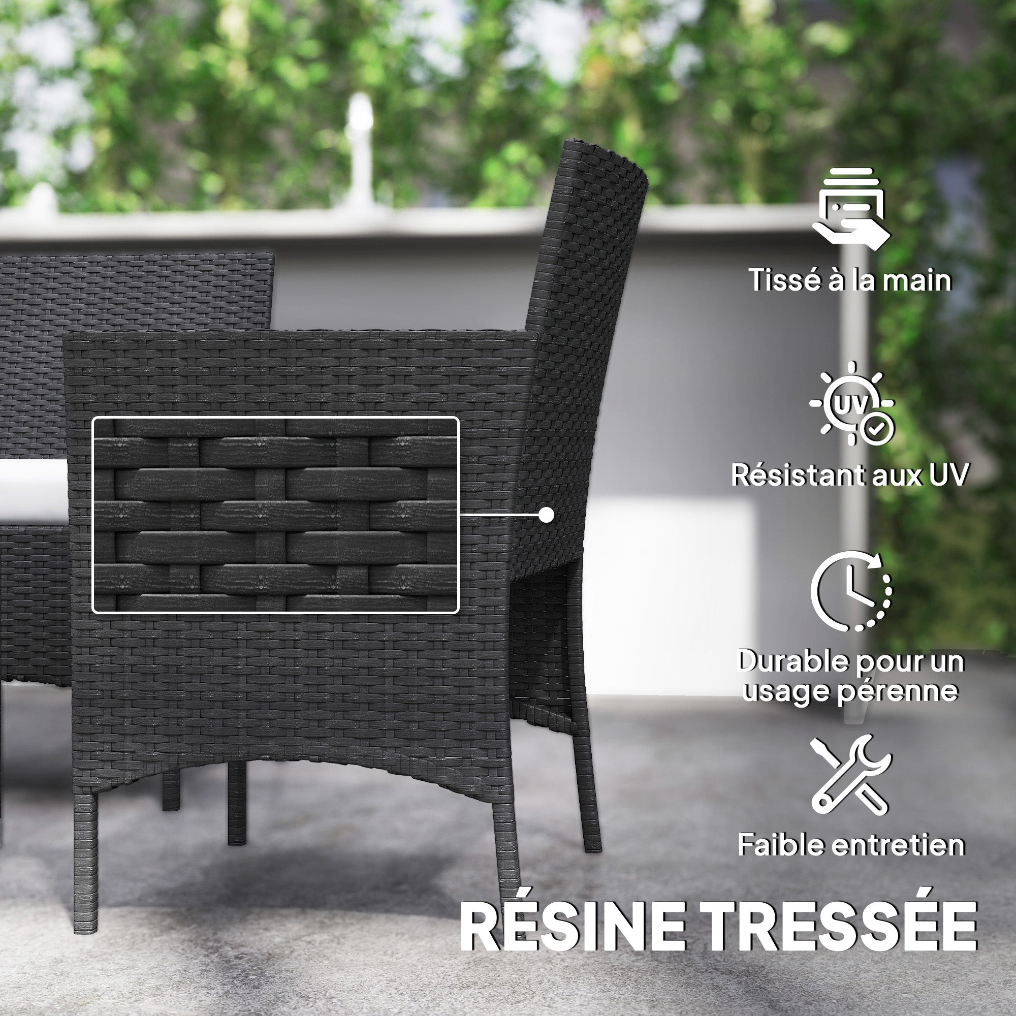 Outdoor Garden Furniture 4-seater, balcony furniture in resin wicker with sofas and tempered glass coffee table, removable cushions included, for patio balcony terrace, gray