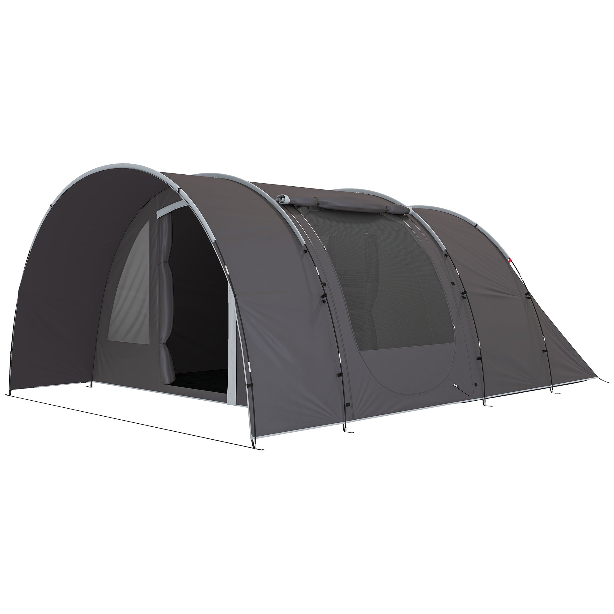 Camping Tent with Porch for 4-6 People, Lightweight Ventilated Waterproof Family Tunnel Tent 5,000mm Easy Setup, Carry Bag and Mat Included, for Hiking Trekking, Gray