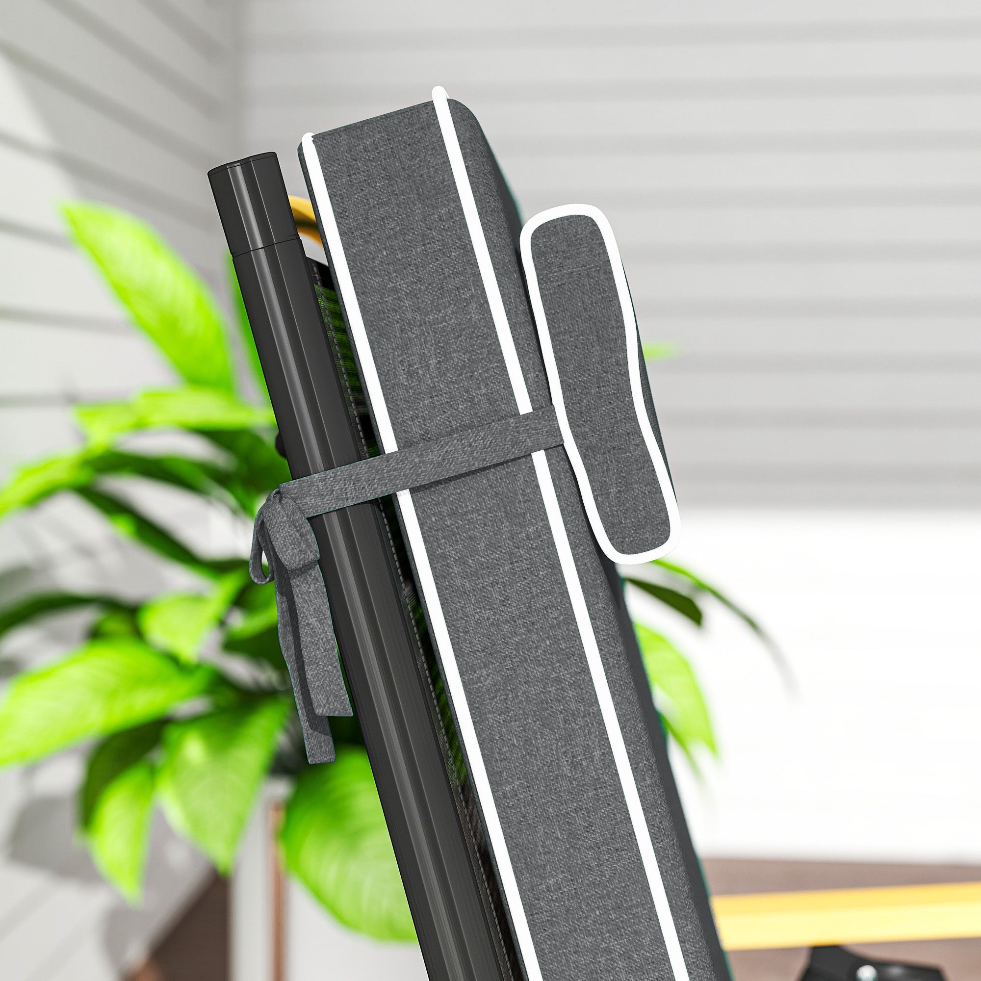 Seat Cushion 120 x 47 x 9.5 cm Water-Repellent Chair Cushion with Straps, Headrest, UPF50+ Outdoor Indoor Seat Pad, Seat Pillow for Folding Chair, Dining Chair, Dark Gray