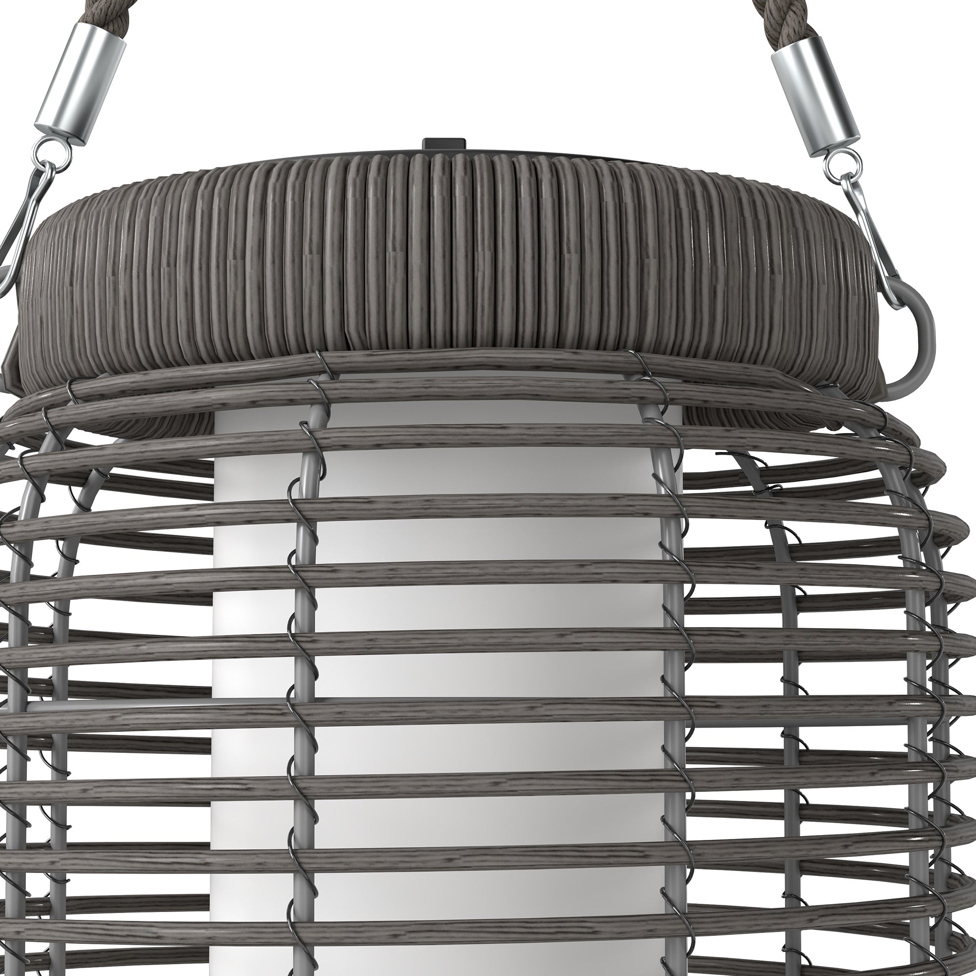 Solar Outdoor Lamp Garden Floor Lamp with PE Wicker Resin LED Garden Light Steel Automatic On/Off Switch Ø18 x 37 cm Grey