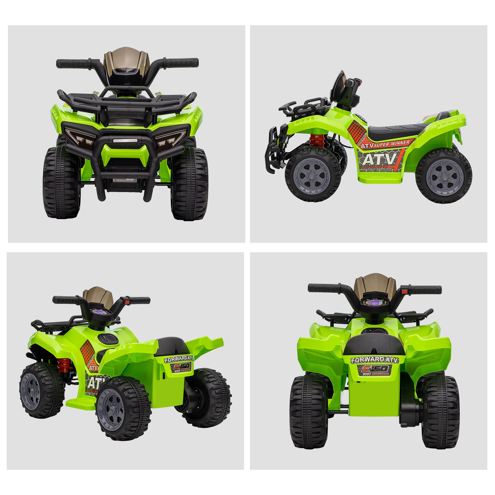 Kids Quad Electric 6V Children's Quad with Forward Function, Music, Electric Quad for Children 1.5-3 Years Green
