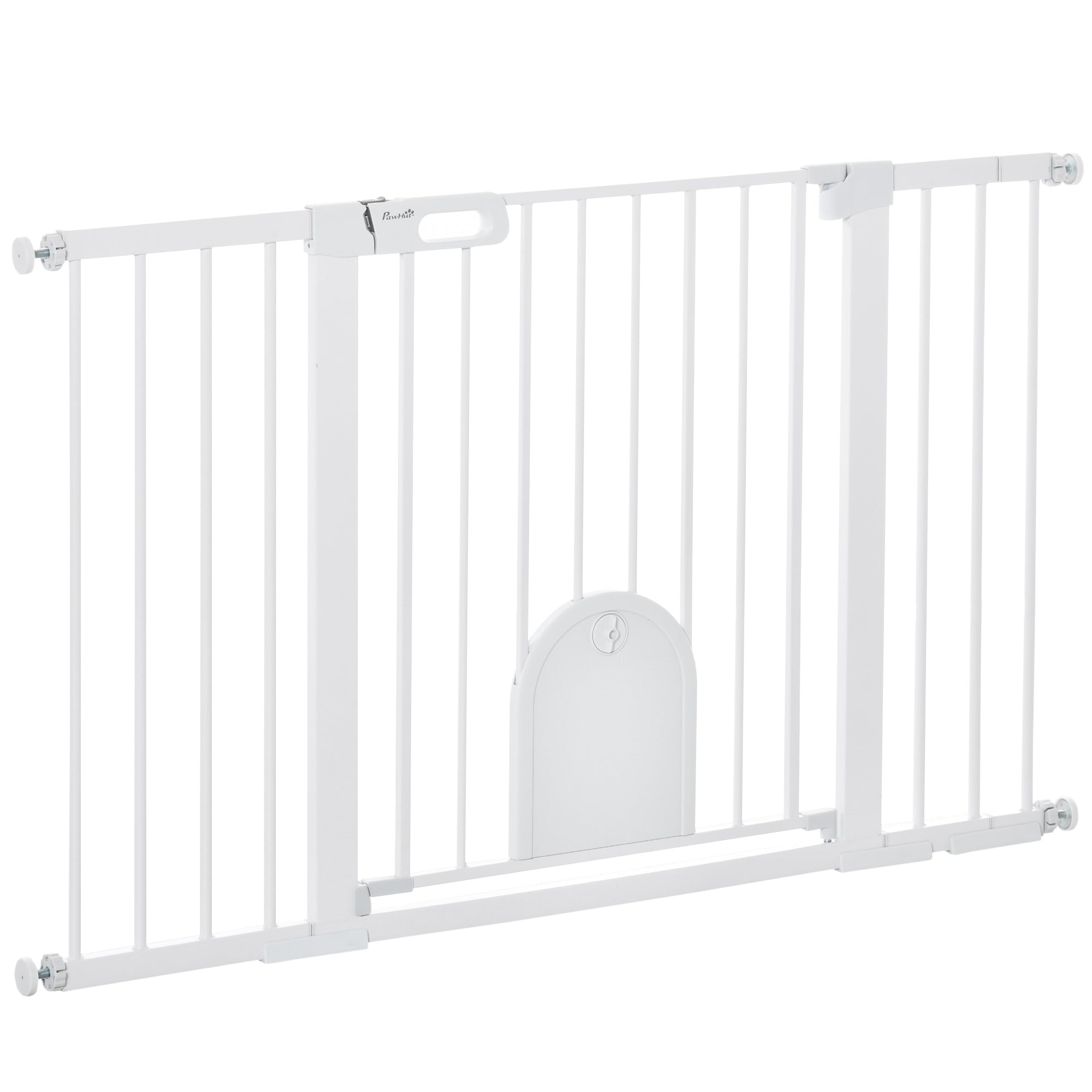 Pet Safety Gate Stair Gate Dog Pet Barrier Safety Gate for Pet Pet Gate Clamp Mount Steel White 75-131 x 76 cm