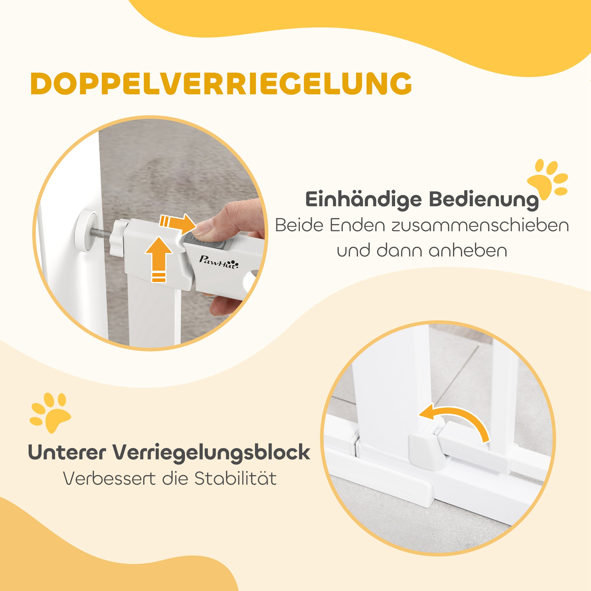 Pet Safety Gate Stair Gate Dog Pet Barrier Safety Gate for Pet Pet Gate Clamp Mount Steel White 75-131 x 76 cm