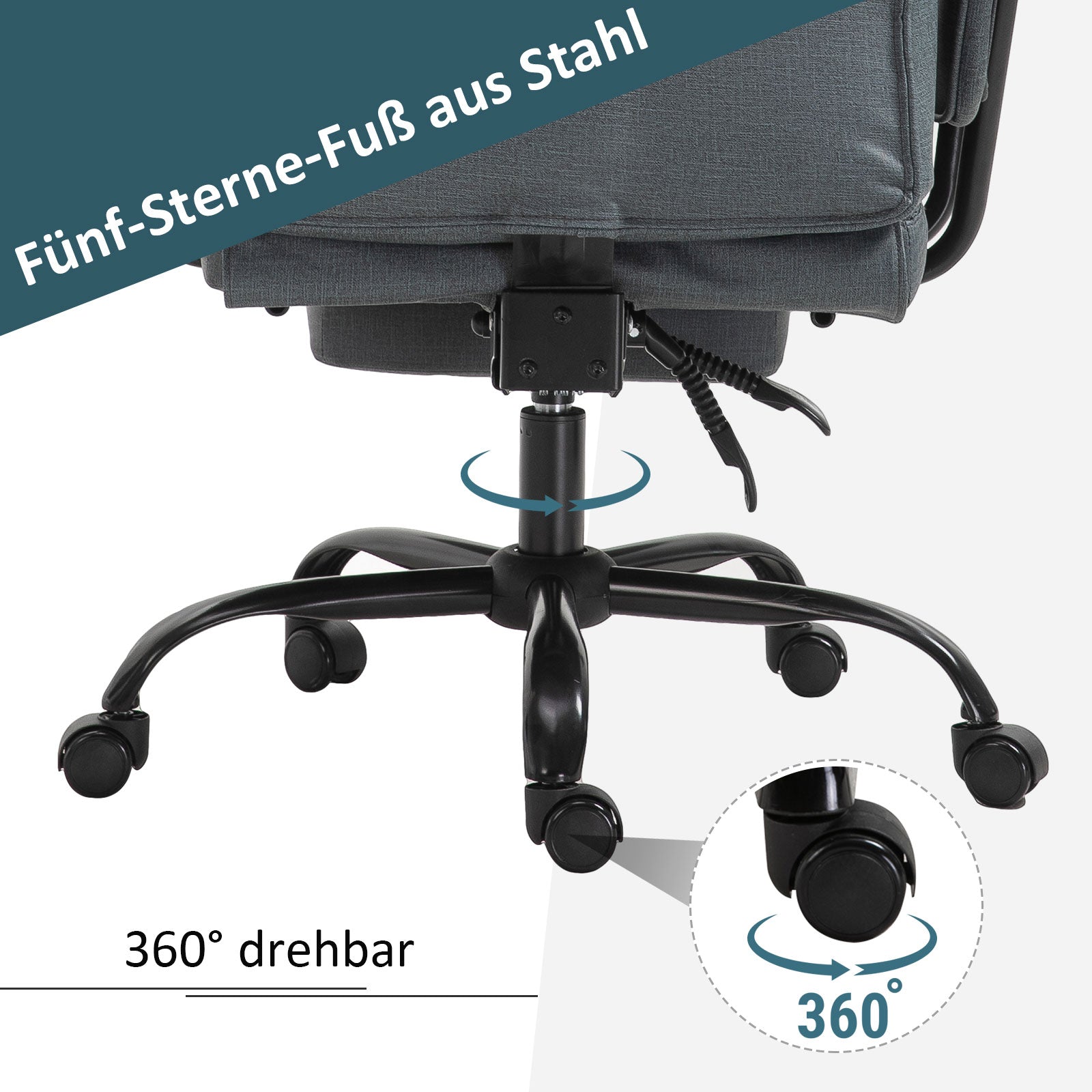 Office Chair Ergonomic Executive Chair 360° Swivel Computer Chair Height Adjustable with Headrest and Padded Armrests with Footrest Faux Leather 68 x 80 x 120-126 cm