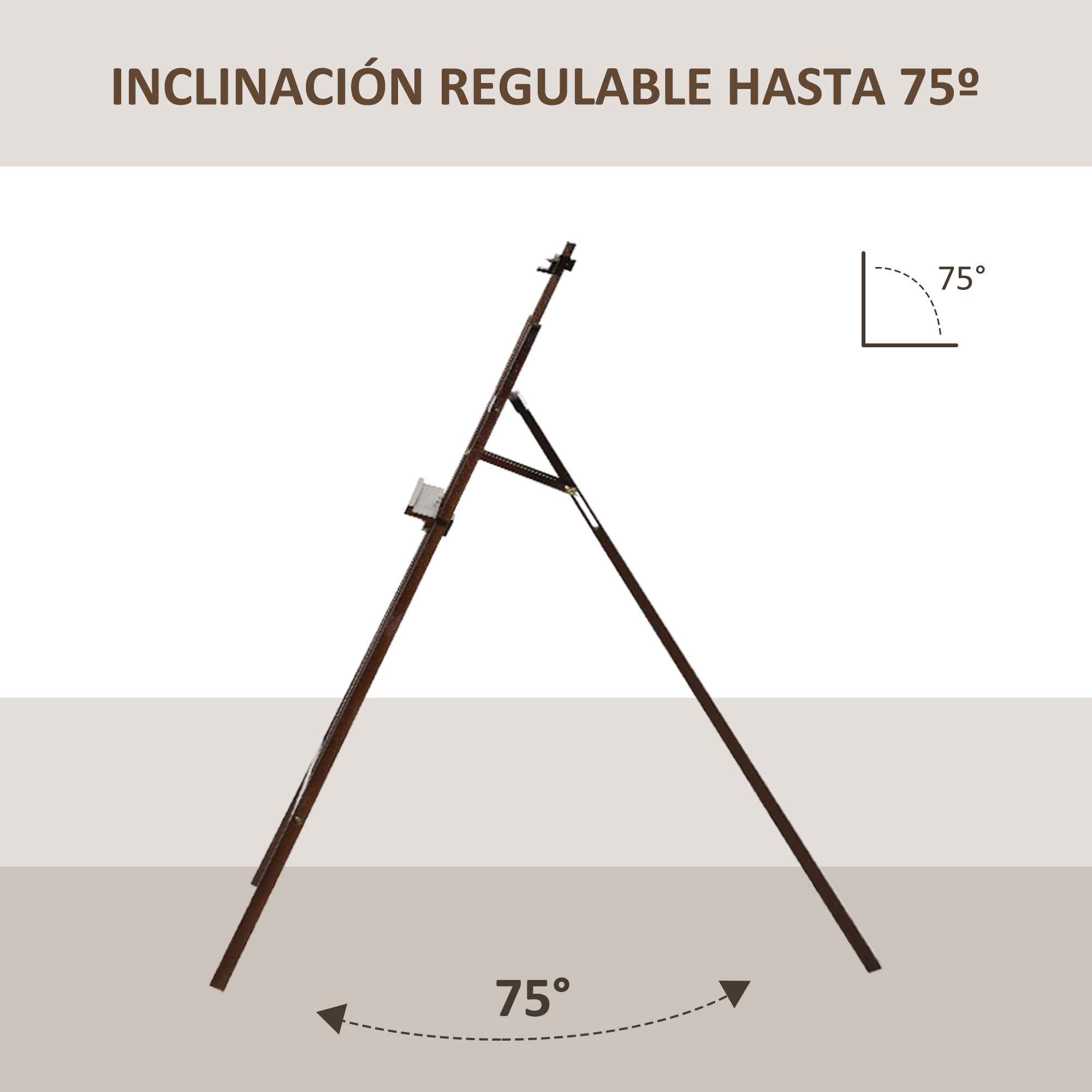 Wooden Painting Easel Drawing Easel with Adjustable 75° Angle Tripod Stand and Brush for Canvases 51.5x71.5x134.5 cm Brown