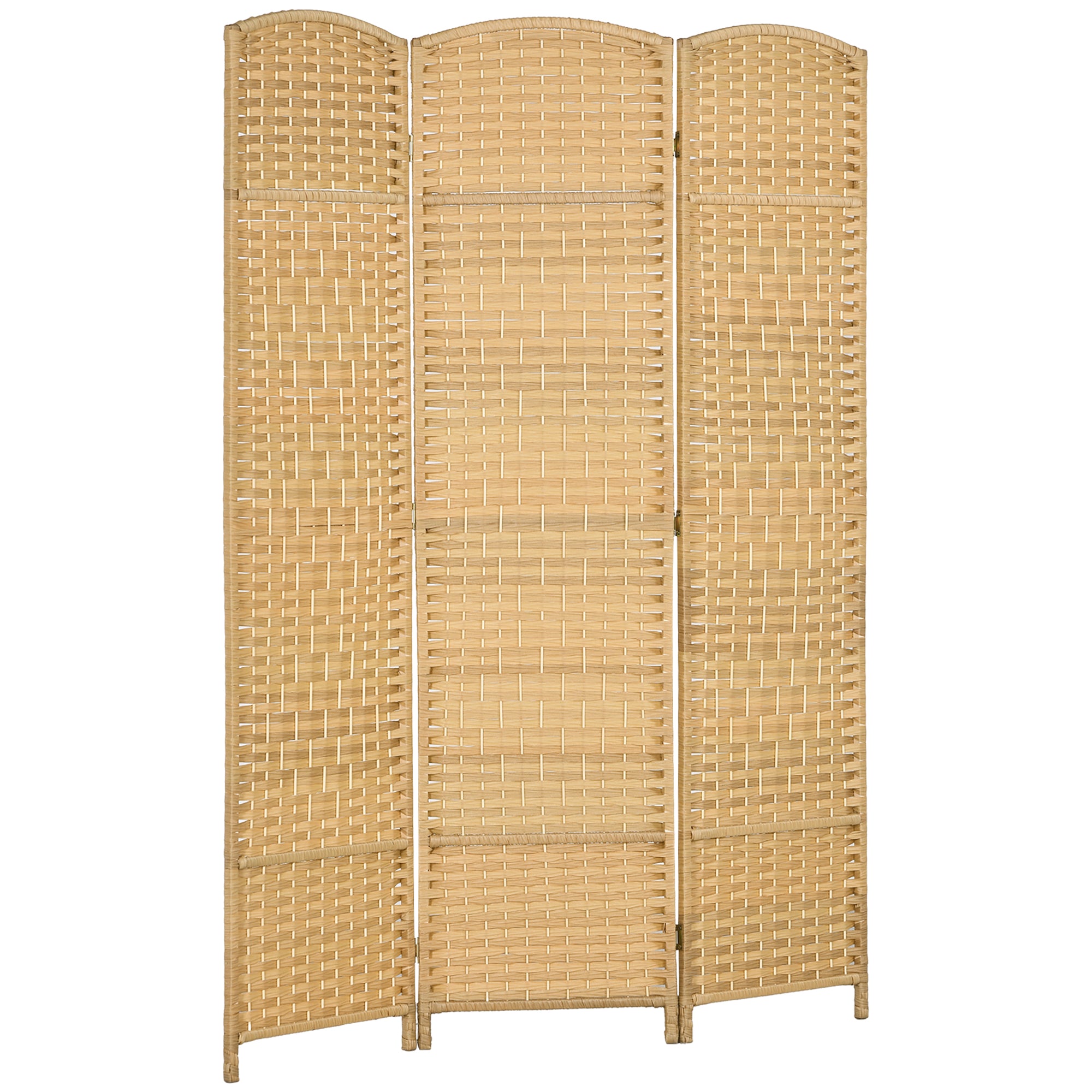 3-Panel Foldable Screen 135x180 cm Room Divider Privacy Screen made of Polypropylene for Office Bedroom Natural