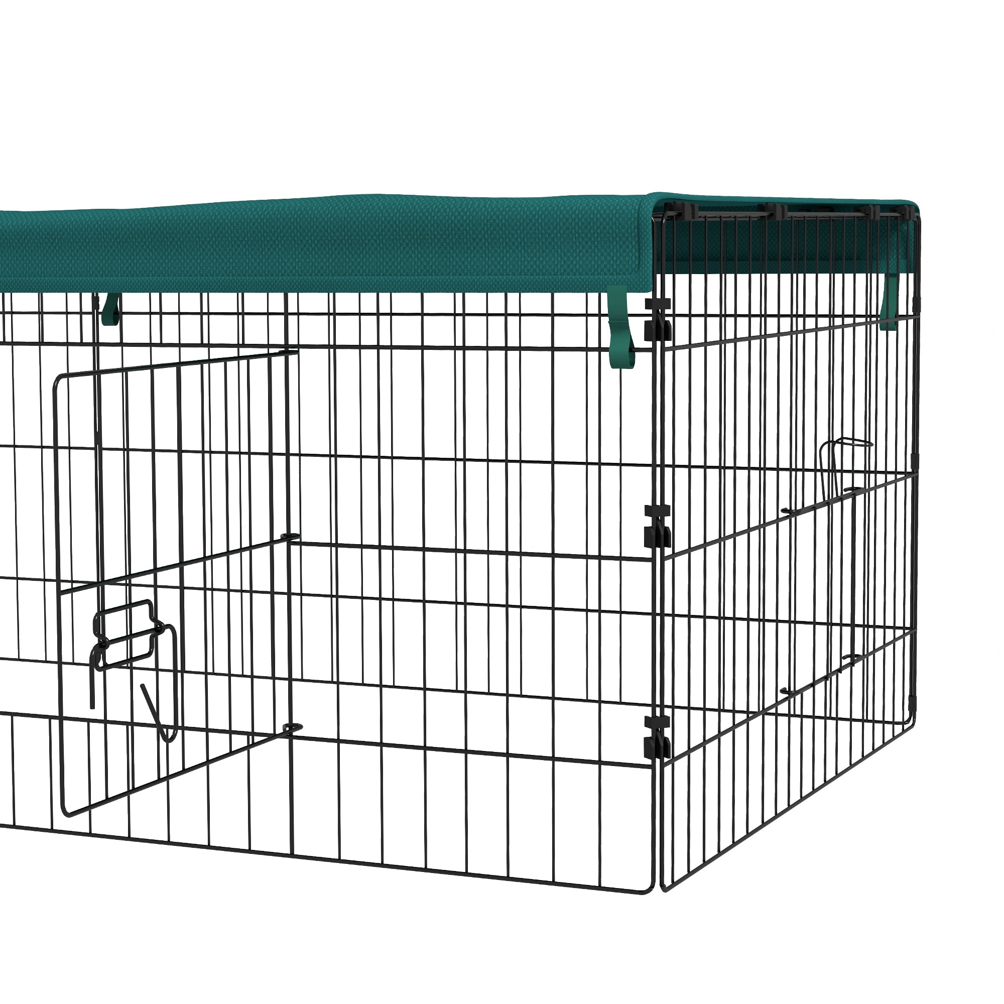 Small Animal Cage, Pet Playpen with 5 Doors, Rabbit Hutch, Small Animal Playpen with Roof, for Outdoor, 185 x 75 x 50 cm, Green