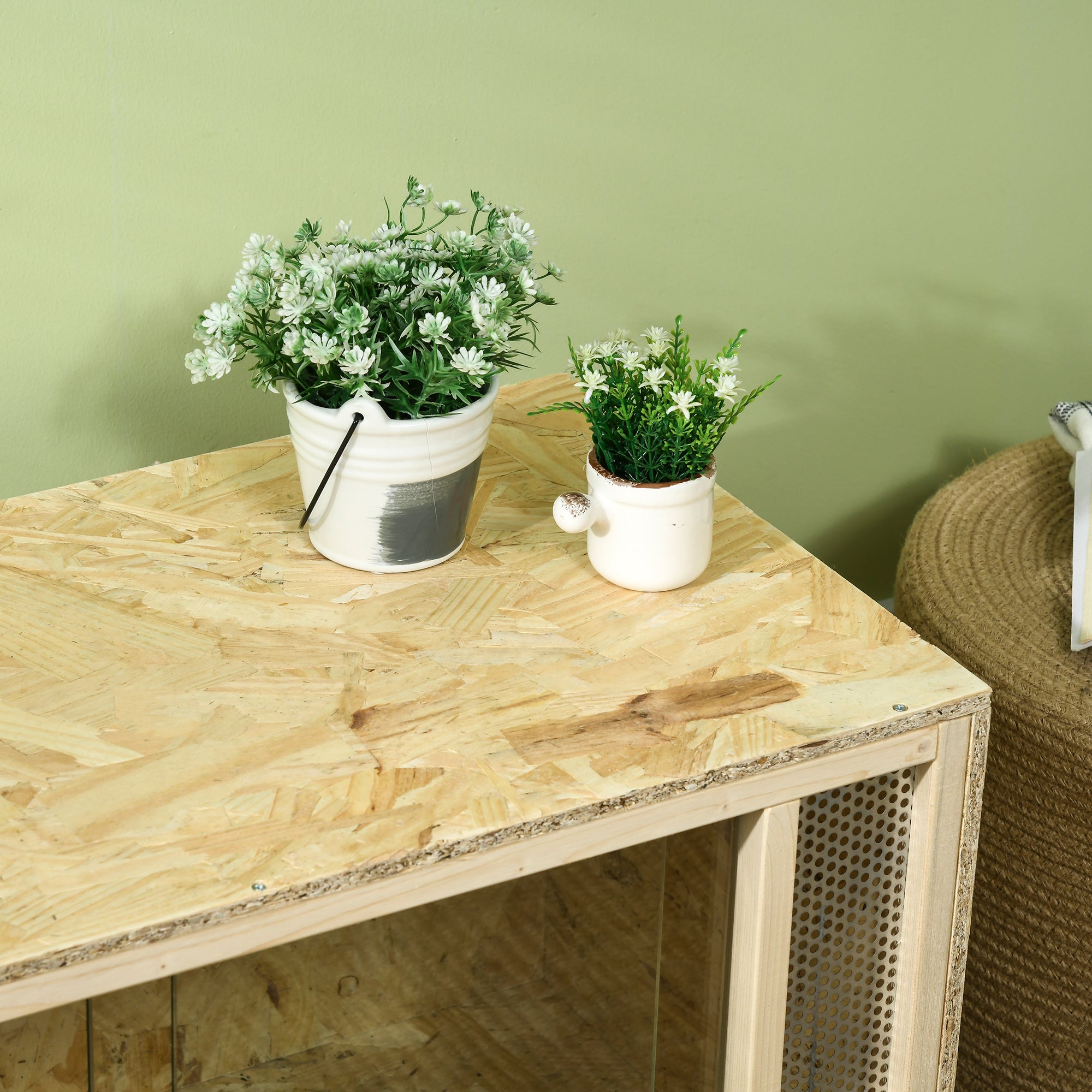 OSB Wooden Terrarium for Reptiles and Amphibians with Sliding Glass Door - 80 x 40 x 40 cm Natural