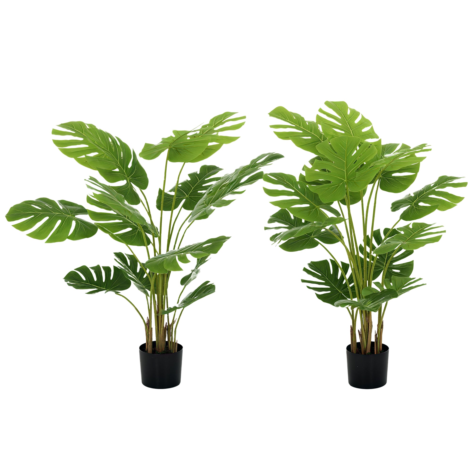 Set of 2 artificial trees artificial monstera plant with included pot indoor height 120 cm green