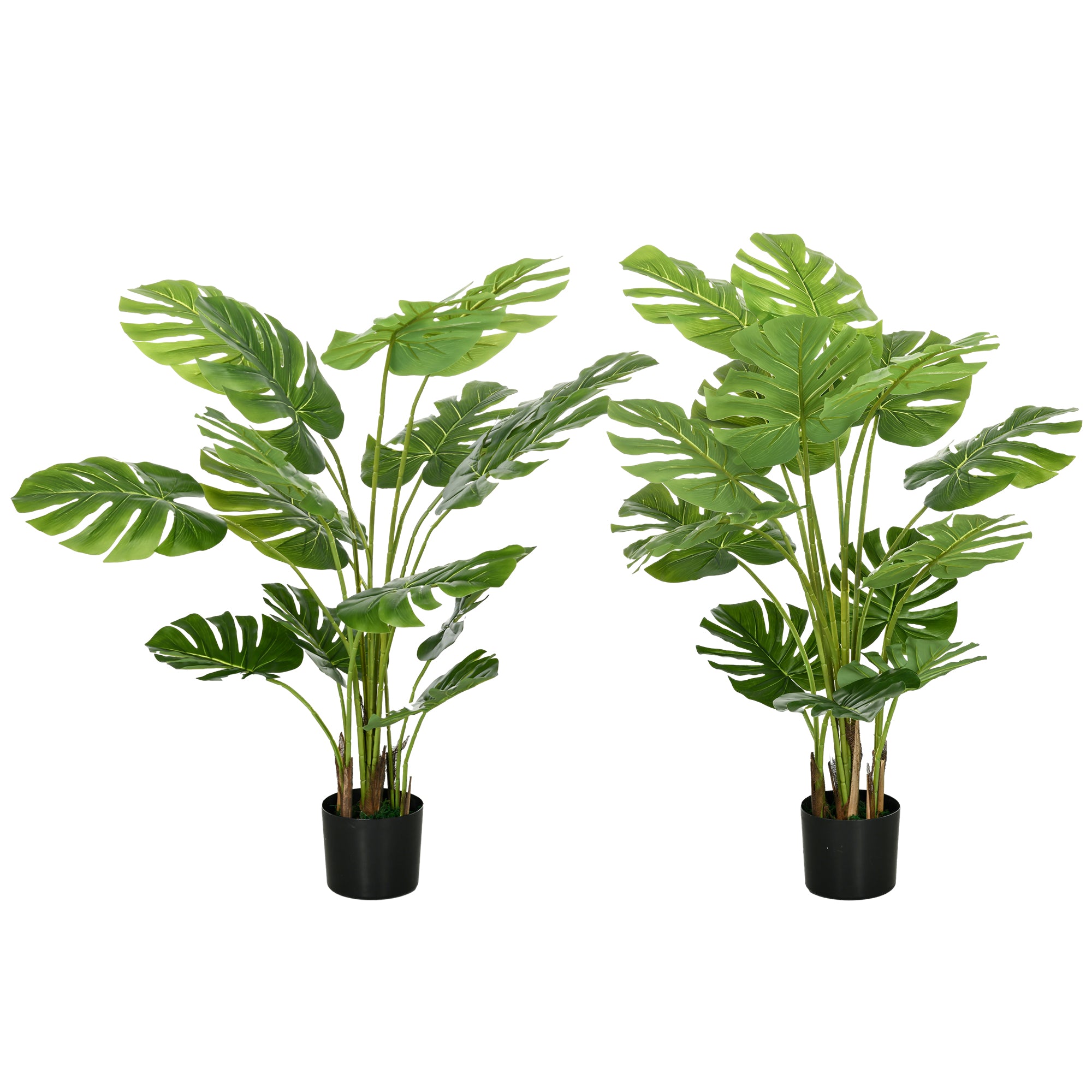 Set of 2 artificial trees artificial monstera plant with included pot indoor height 120 cm green