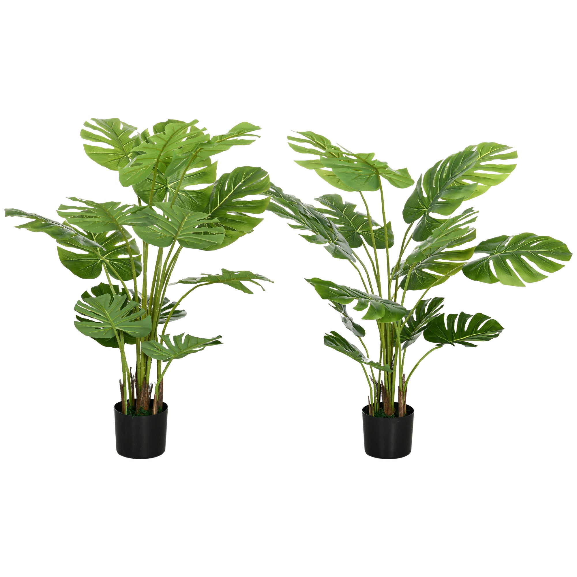 Set of 2 artificial trees artificial monstera plant with included pot indoor height 120 cm green
