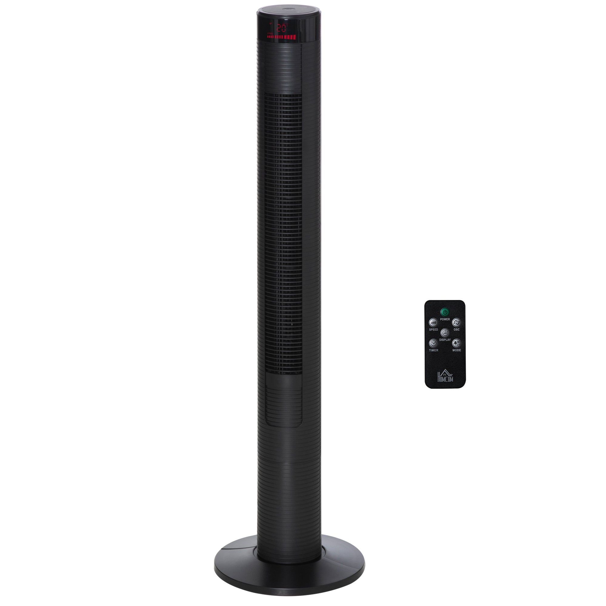 Tower Fan Quiet with Remote Control 117 cm 70° Oscillating Floor Fan with 4 Modes, 3 Speeds, 12 Hr Timer, LED Display, Black