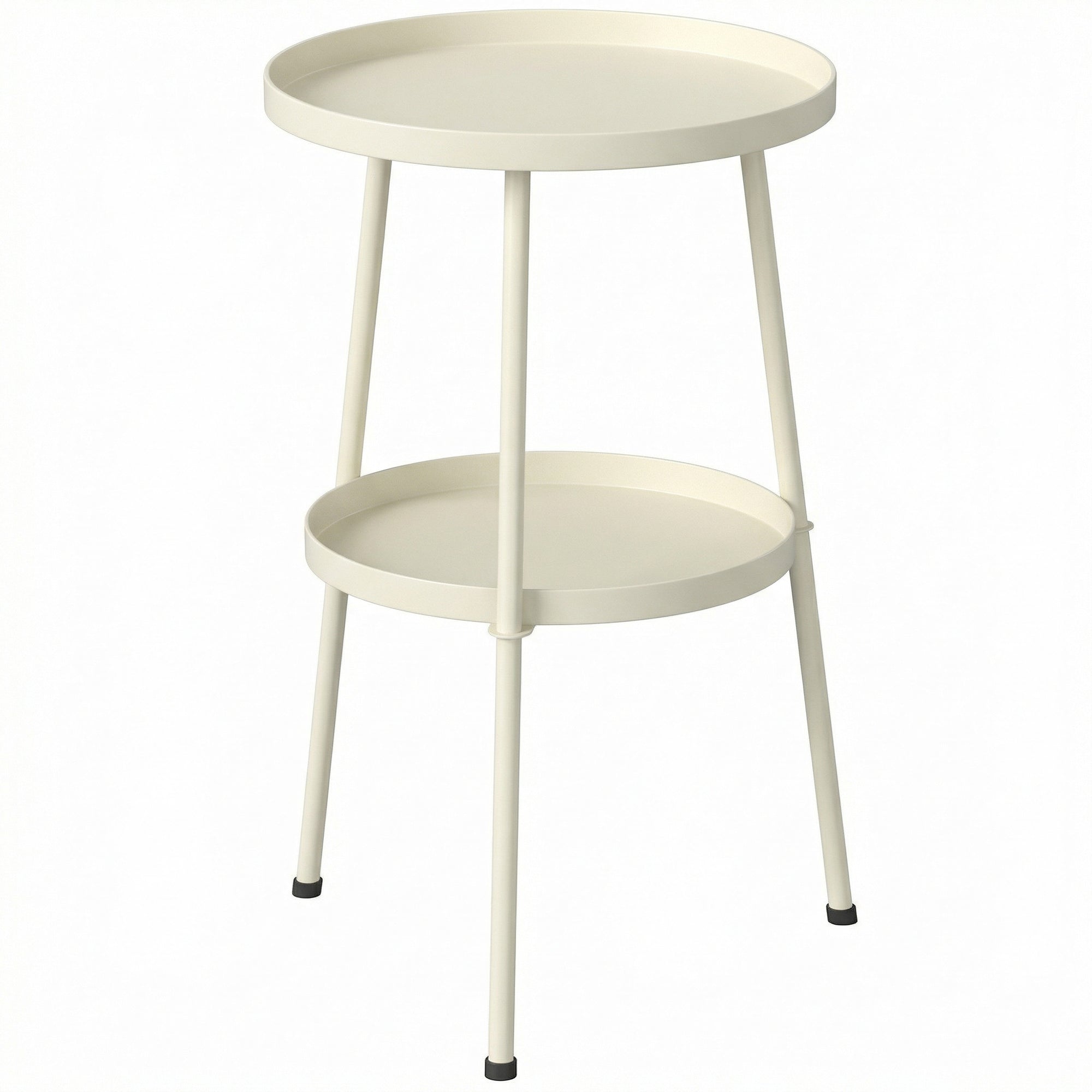 Round Patio Side Table Ø36 cm (14.2 in) – Metal Balcony & Camping Table, Cream White