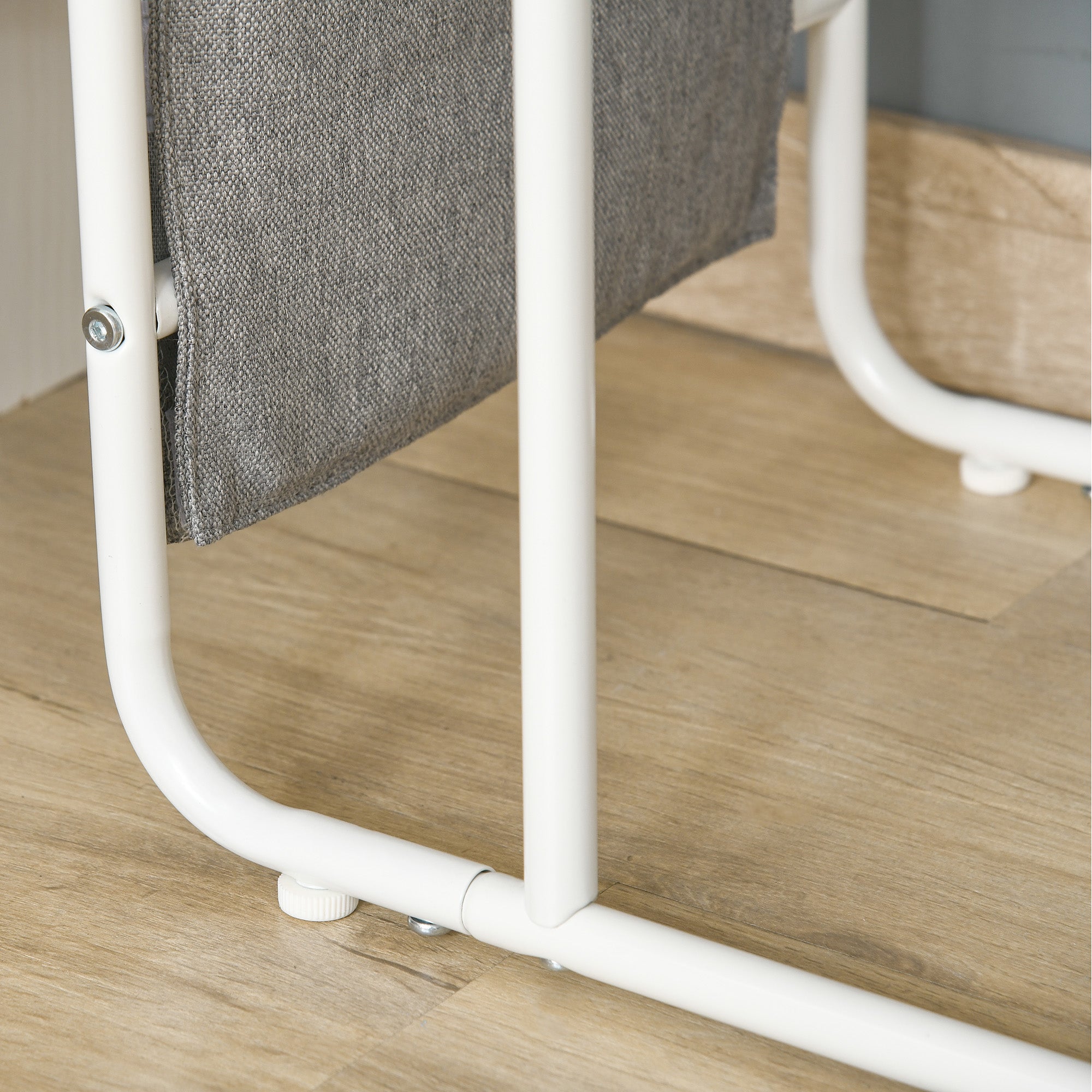 C-Shaped Sofa Side Table with Removable Storage Bag, End Table for Living Room Bedroom Office, 37x48x55.8 cm Oak and White