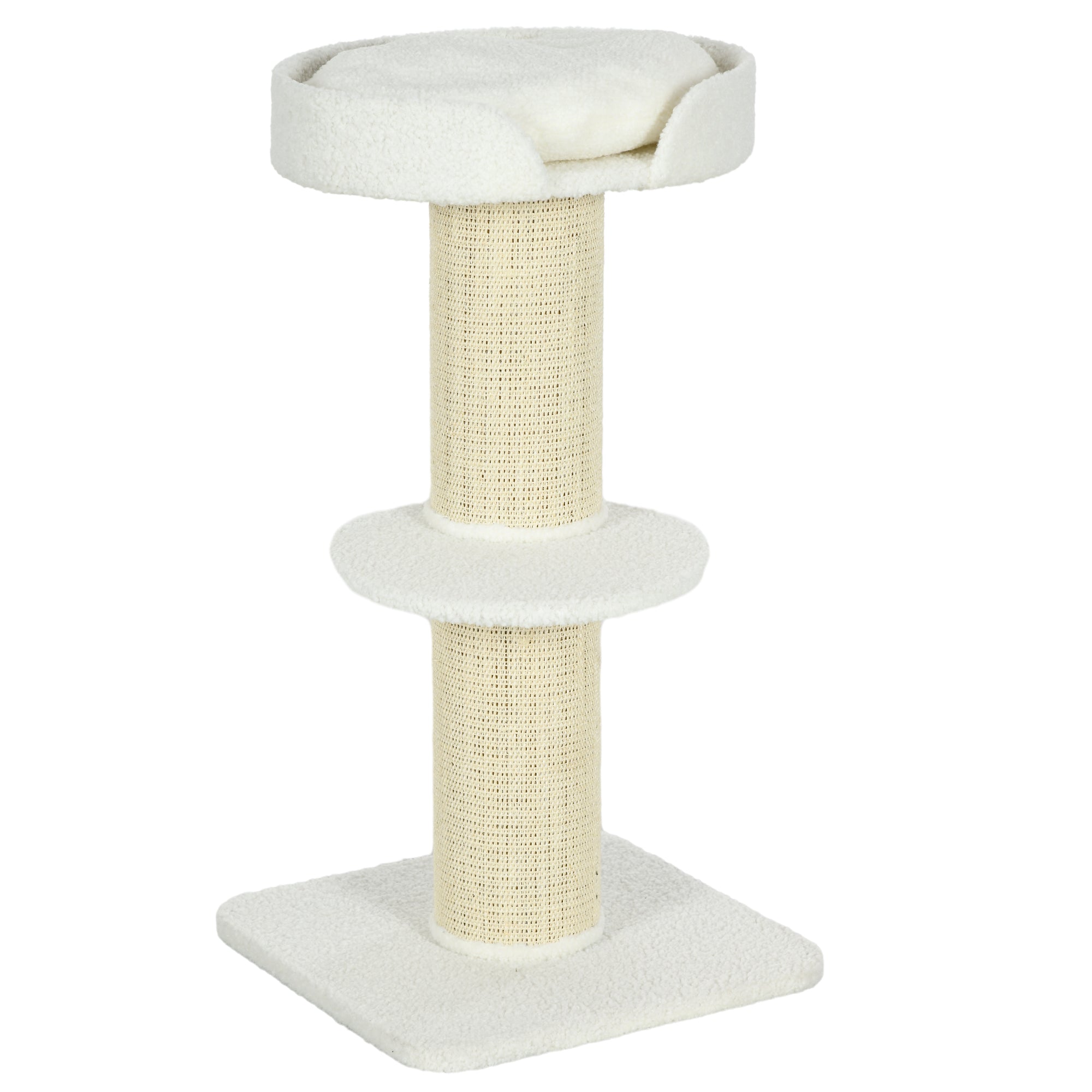 Cat Scratching Tree Height 91 cm Cat Tree 3-Level Cat Tower with Nest Platform and Sisal Post 45x45x91 cm Cream
