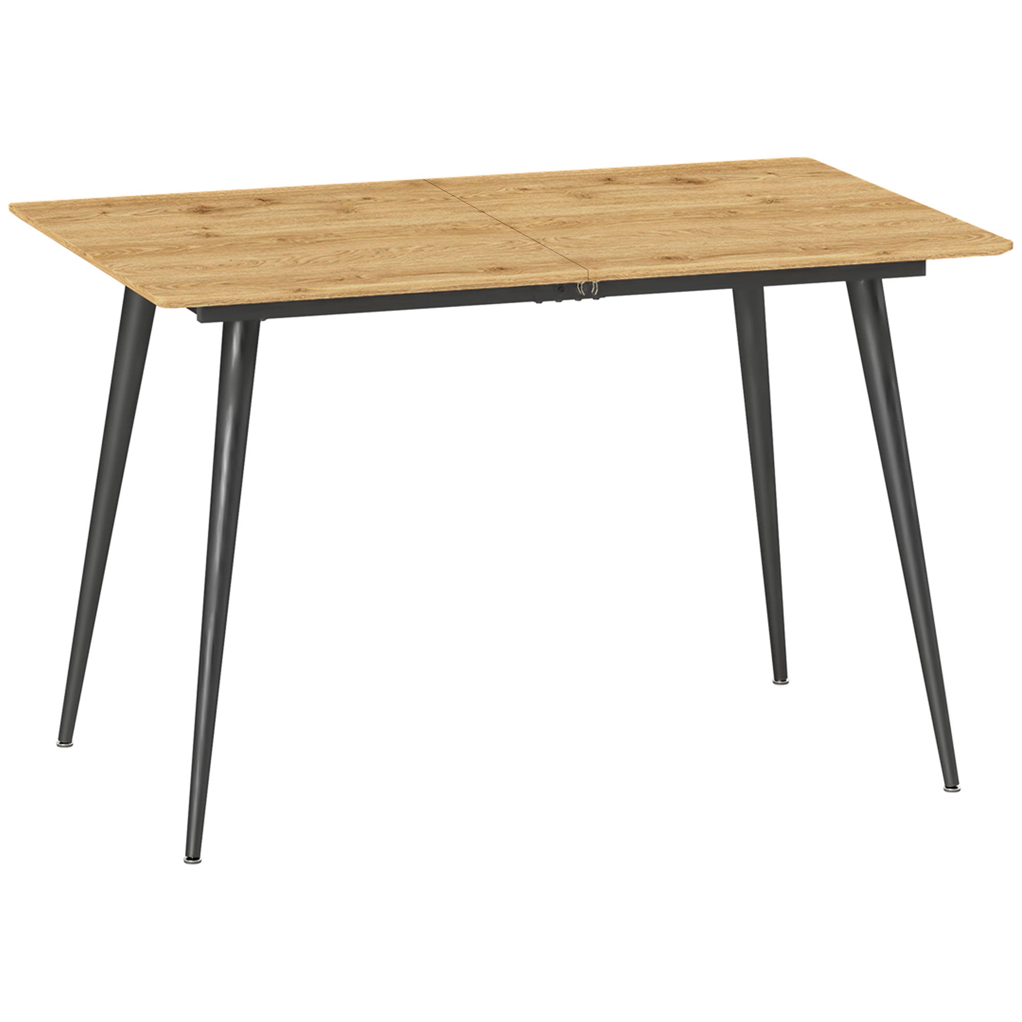 Extendable Dining Table 120/160 x 75 cm Kitchen Table for 6-8 Persons, Modern Dining Table with Steel Legs, Natural