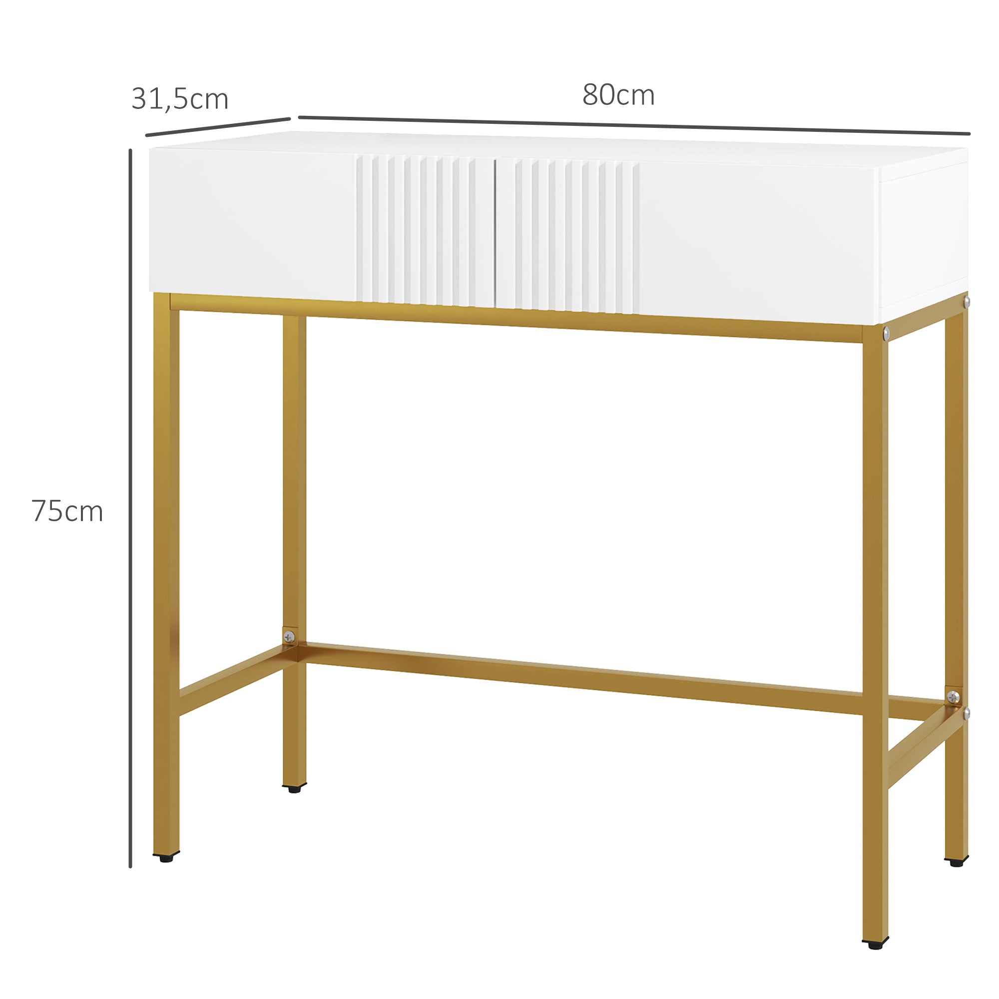 Console Table, Console Furniture, with 2 Drawers, Steel Frame, Entry Console, with Non-Slip Feet, for Entryway, Living Room, White