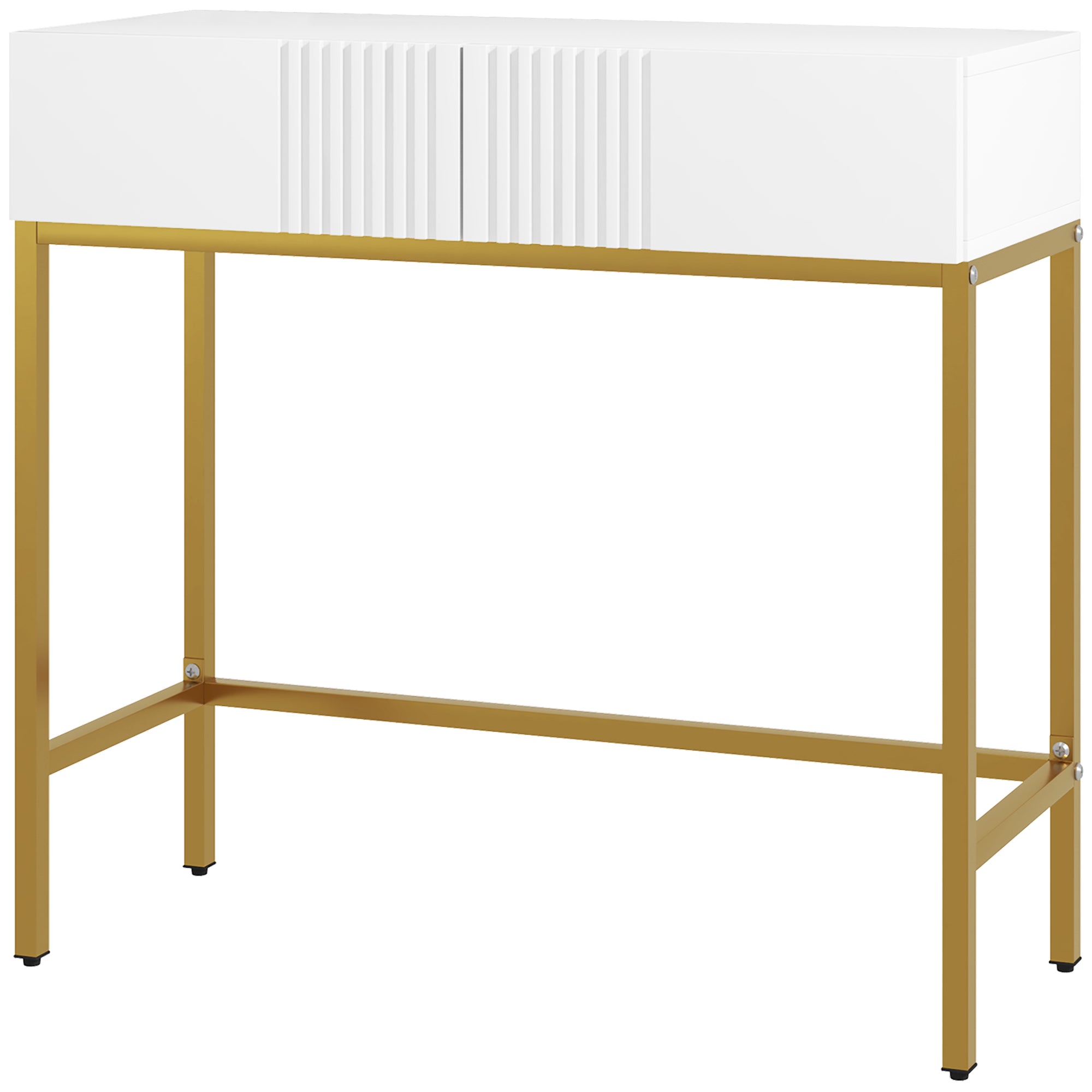 Console Table, Console Furniture, with 2 Drawers, Steel Frame, Entry Console, with Non-Slip Feet, for Entryway, Living Room, White