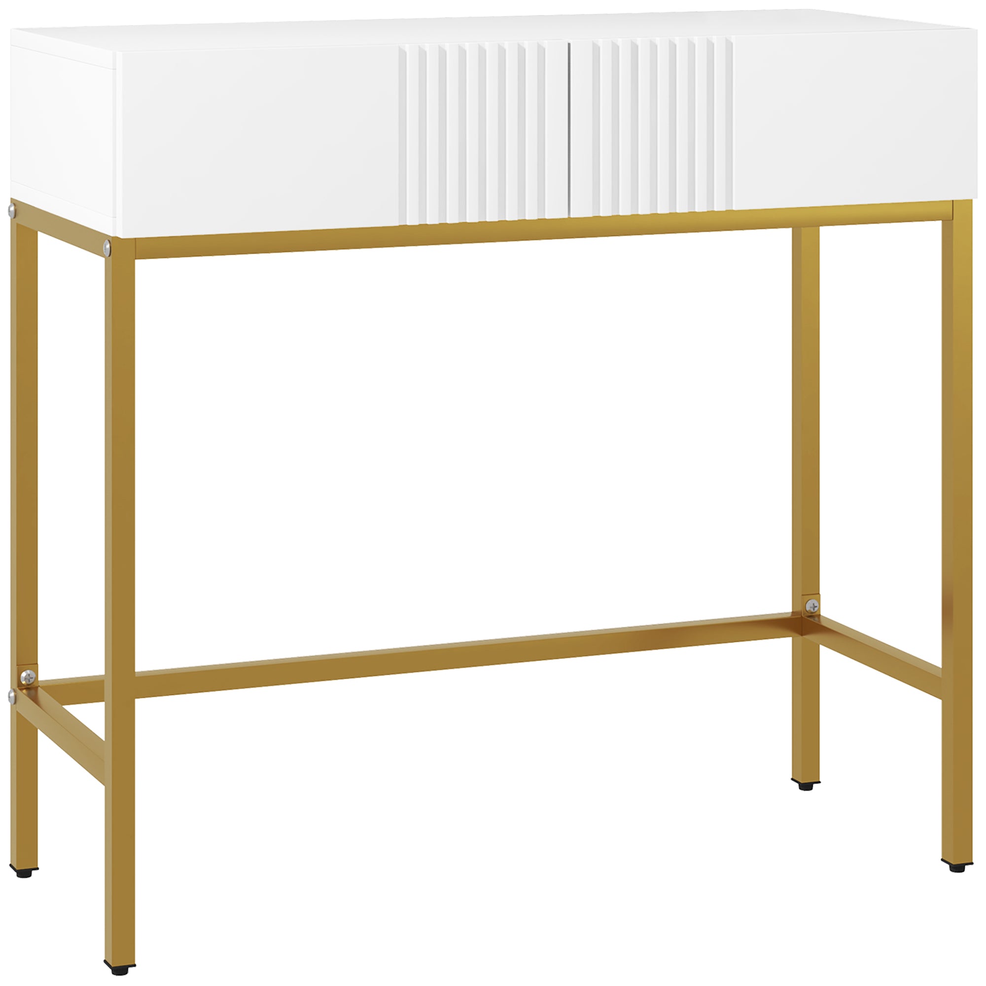 Console Table, Console Furniture, with 2 Drawers, Steel Frame, Entry Console, with Non-Slip Feet, for Entryway, Living Room, White