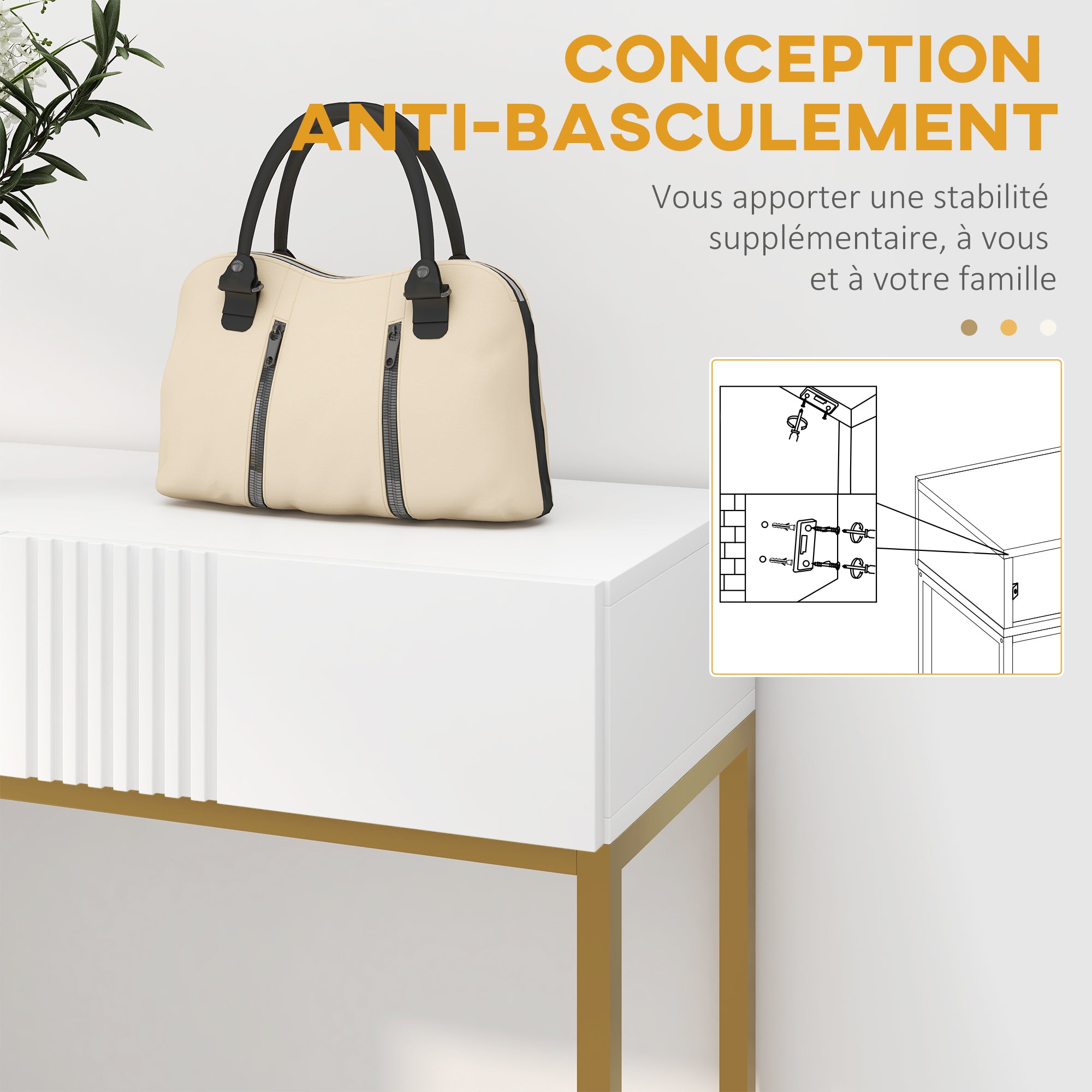 Console Table, Console Furniture, with 2 Drawers, Steel Frame, Entry Console, with Non-Slip Feet, for Entryway, Living Room, White