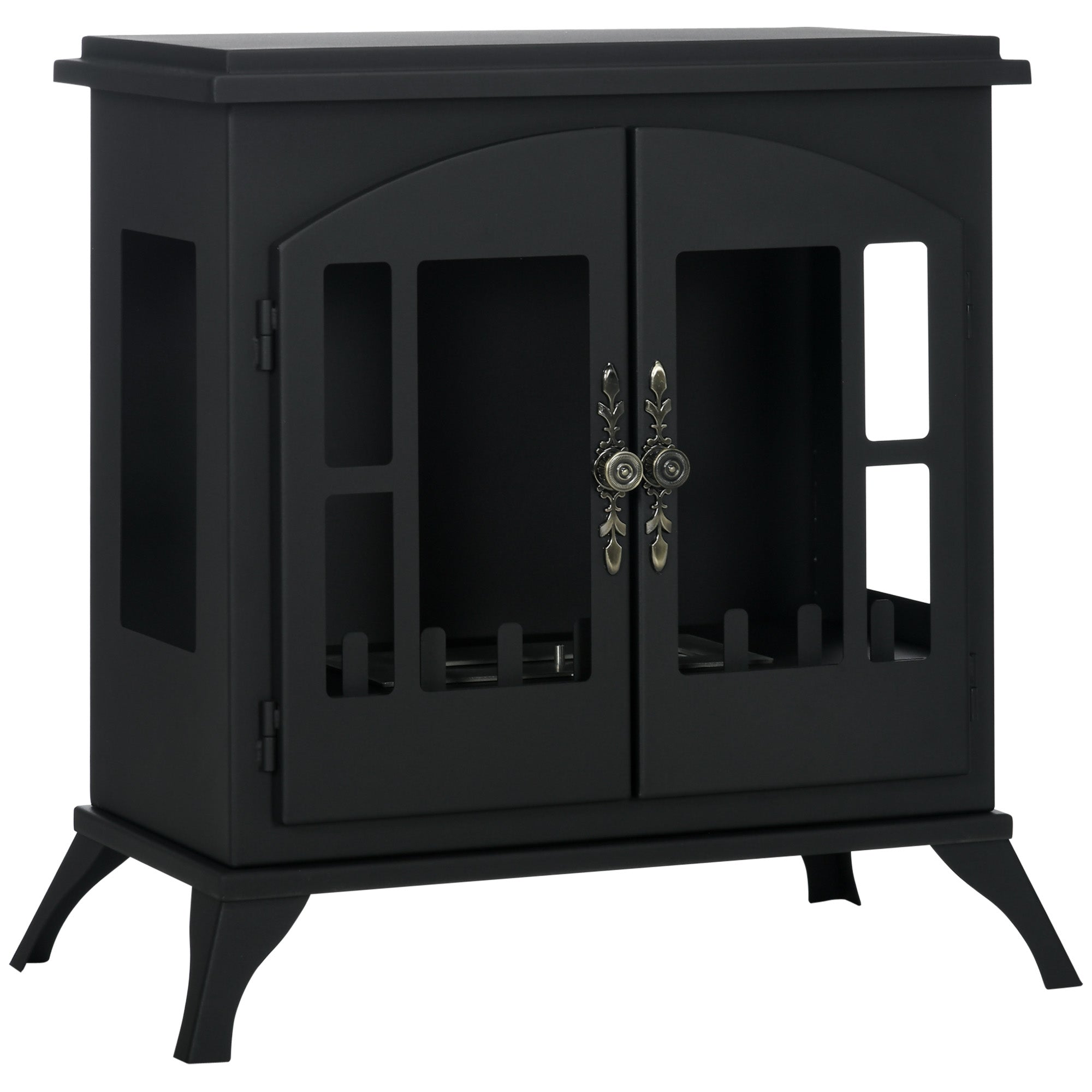 Bioethanol Fireplace Freestanding Bioethanol Stove with 0.9 L Stainless Steel Flame Extinguisher Combustion Time 3H for Indoors 20-25 m² 55x31x55 cm Black