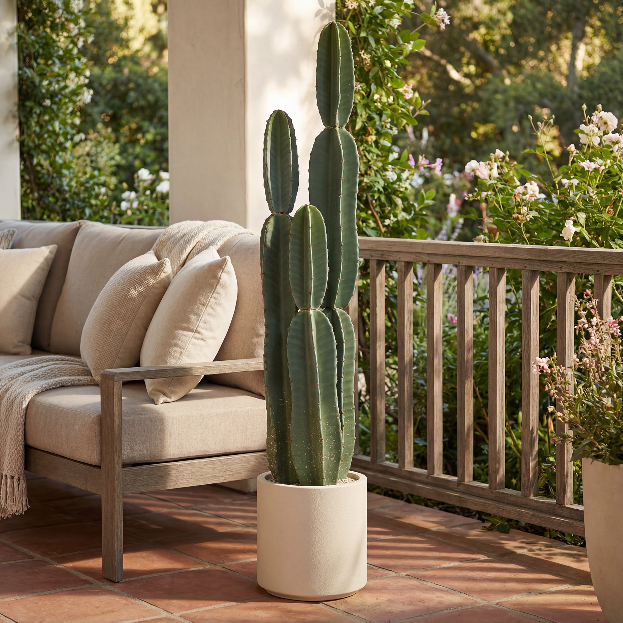44 in (111 cm) Artificial Potted Cactus — Realistic Large Indoor Plant for Living Room, Bedroom, Office, Patio