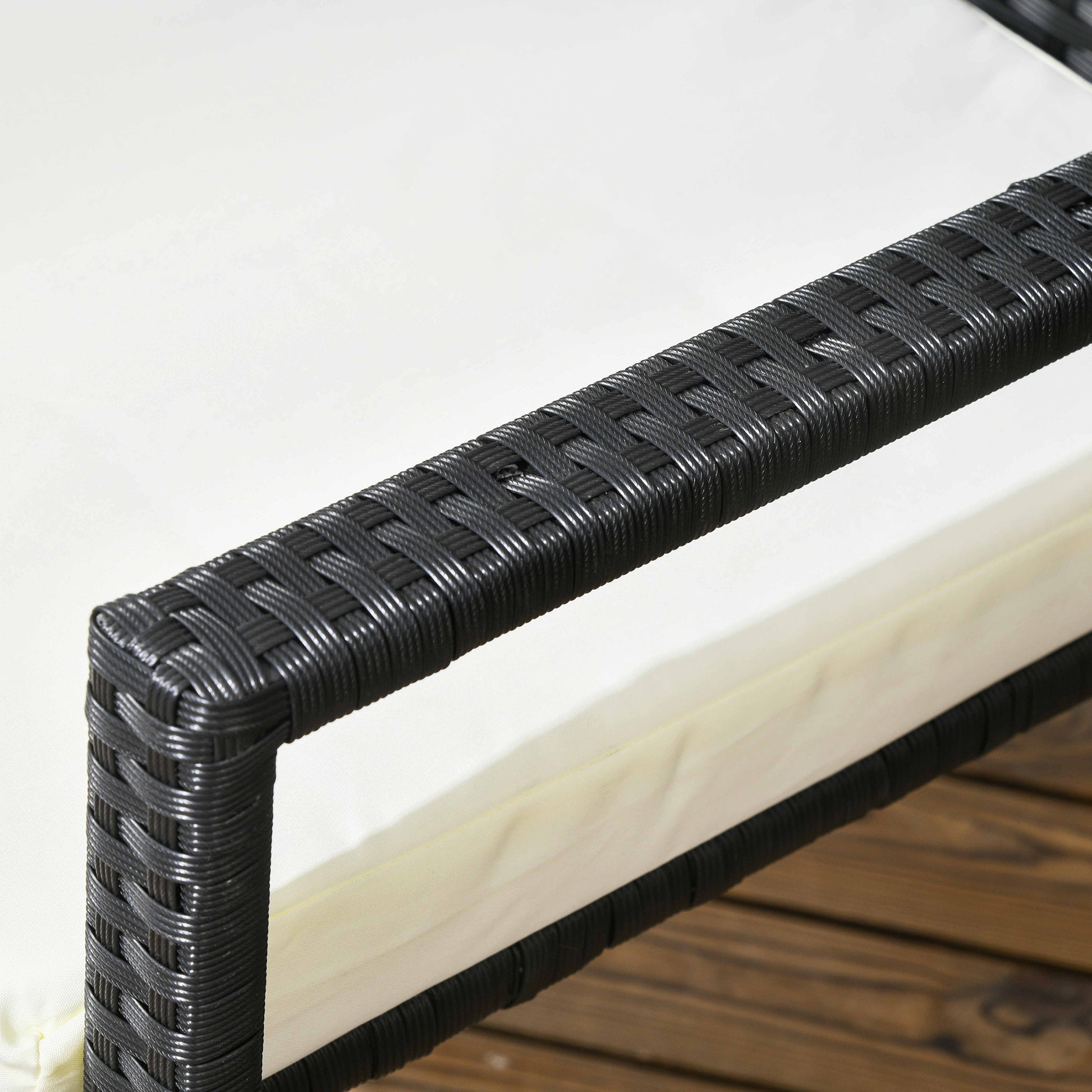 Rattan and Steel Garden Table Set with 7 Pieces, Garden Lounge with 6 Outdoor Armchairs, Washable Cushions and Dining Table, Black