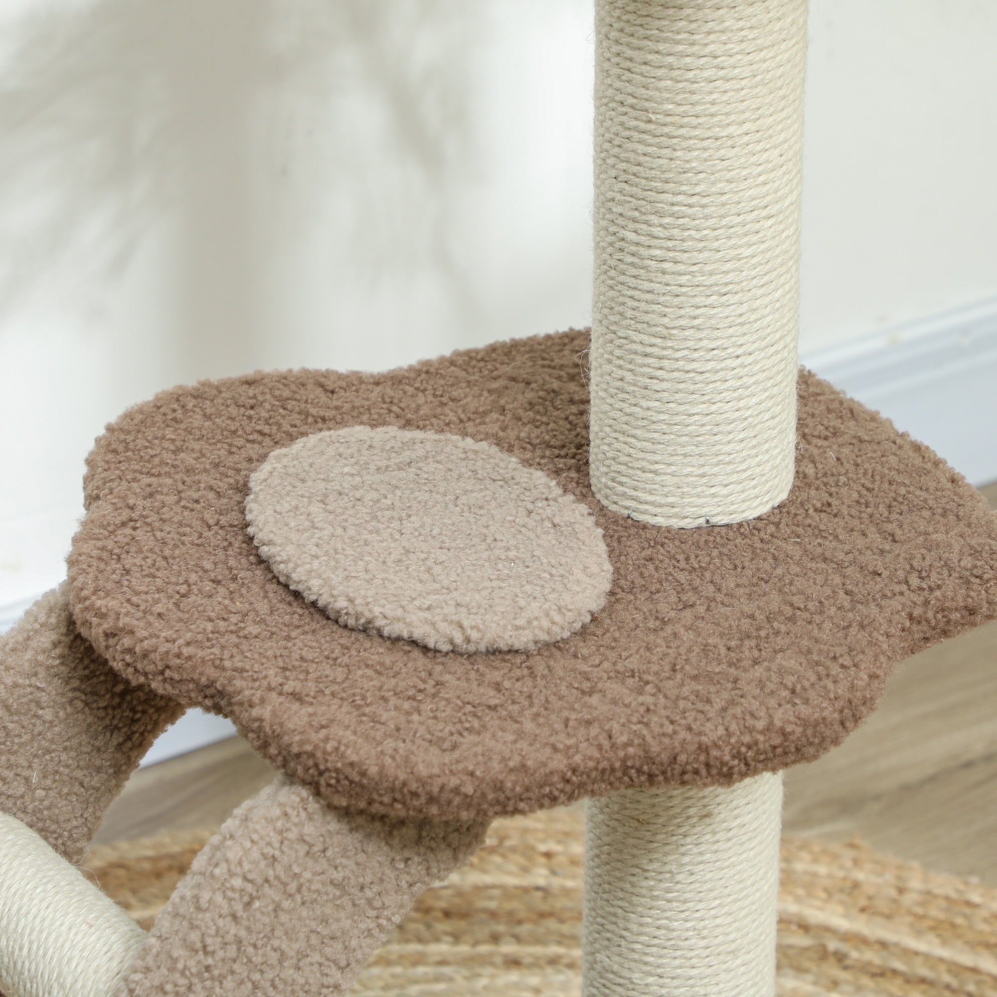 Cat Scratching Tree 88 cm Height Cat Tree Tower with Nest Platforms Hanging Ball Ladder and Sisal Post Brown