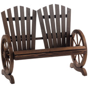 2-Seater Garden Bench Solid Wood, Bench with Armrest, Garden Furniture 250kg Capacity, Rustic Bench for Garden, Terrace, and Other Outdoor Areas, 108 x 66 x 95 cm, Dark Brown