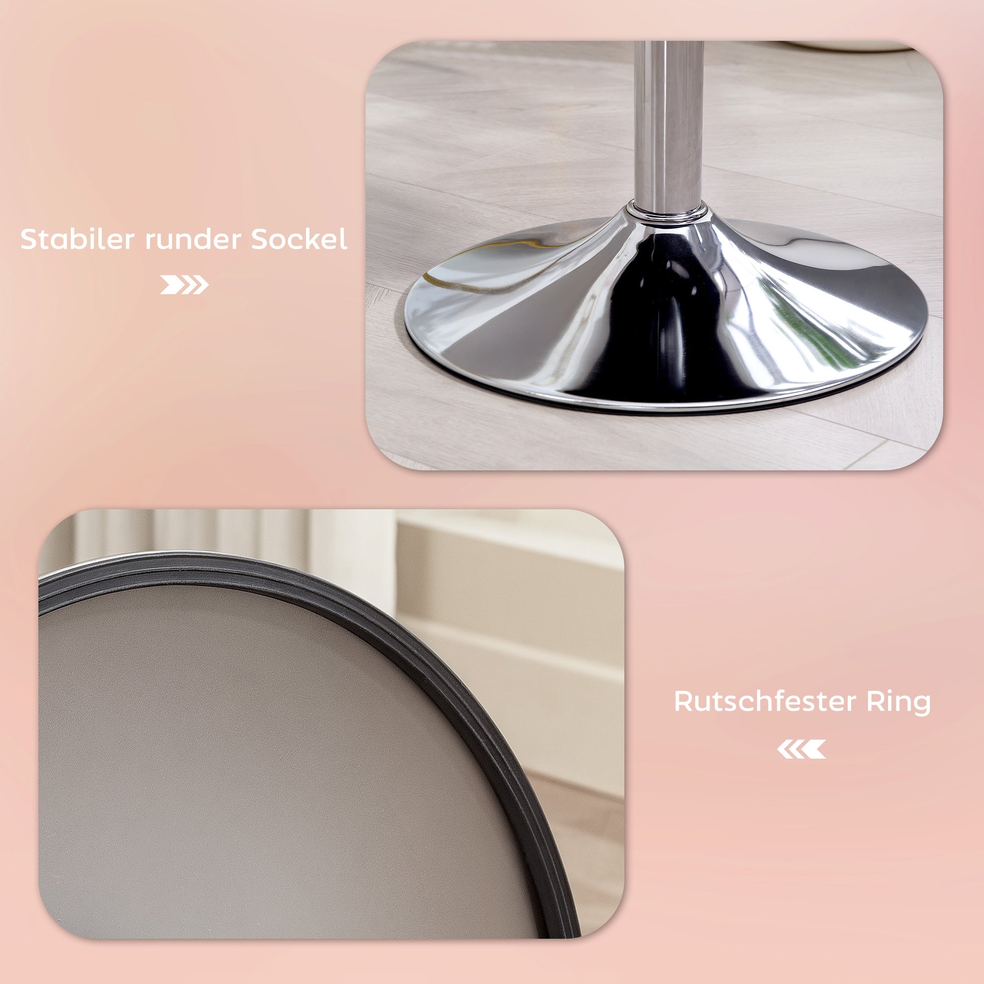 Bar Stool, Upholstered Bar Chair with Metal Frame, Corduroy Look, Height Adjustable Kitchen Stool with Footrest 360° Swivel Counter Stool for Kitchen, Living Room, Dining Room Pink