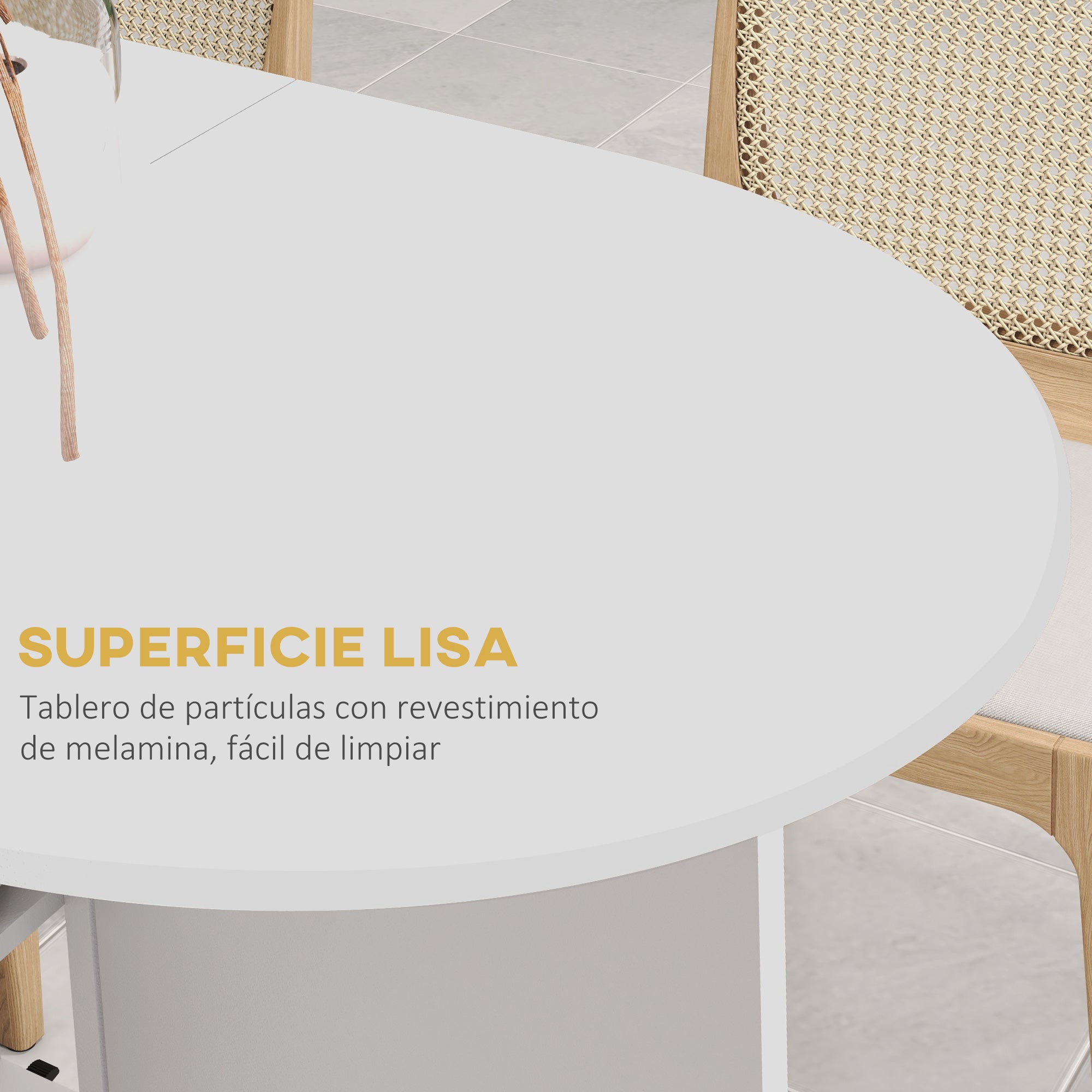 Folding Dining Table with Wheels Kitchen Table with Foldable Sides and 2 Open Shelves Modern Style 80 kg Capacity 120x60x77 cm White