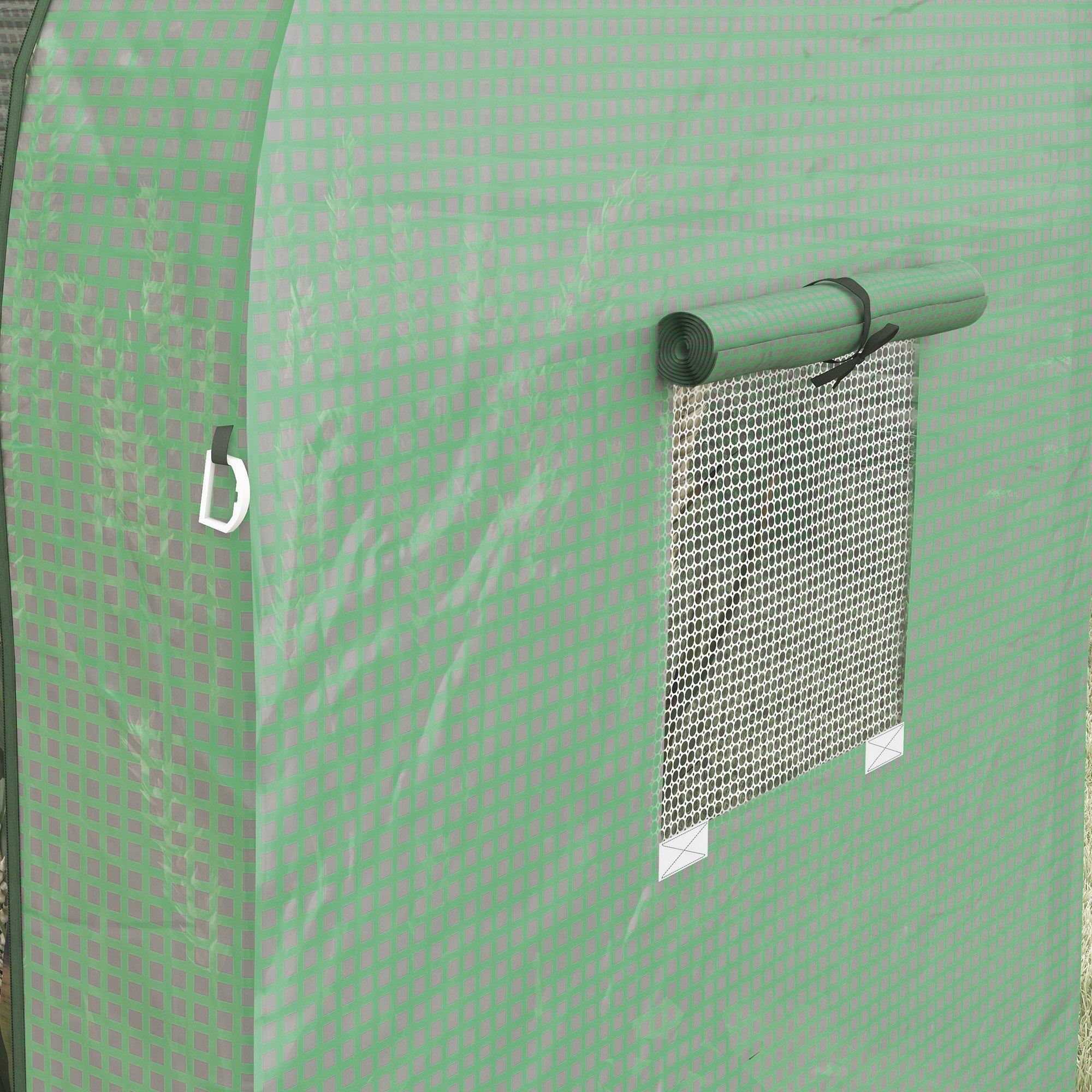 Garden Greenhouse Sturdy Greenhouse with 4 Roll-up Doors 2 Anti-UV Zipper Doors  for Plant Flowers Tomatoes Cultivation on Terrace Patio 185x94x150 cm Green