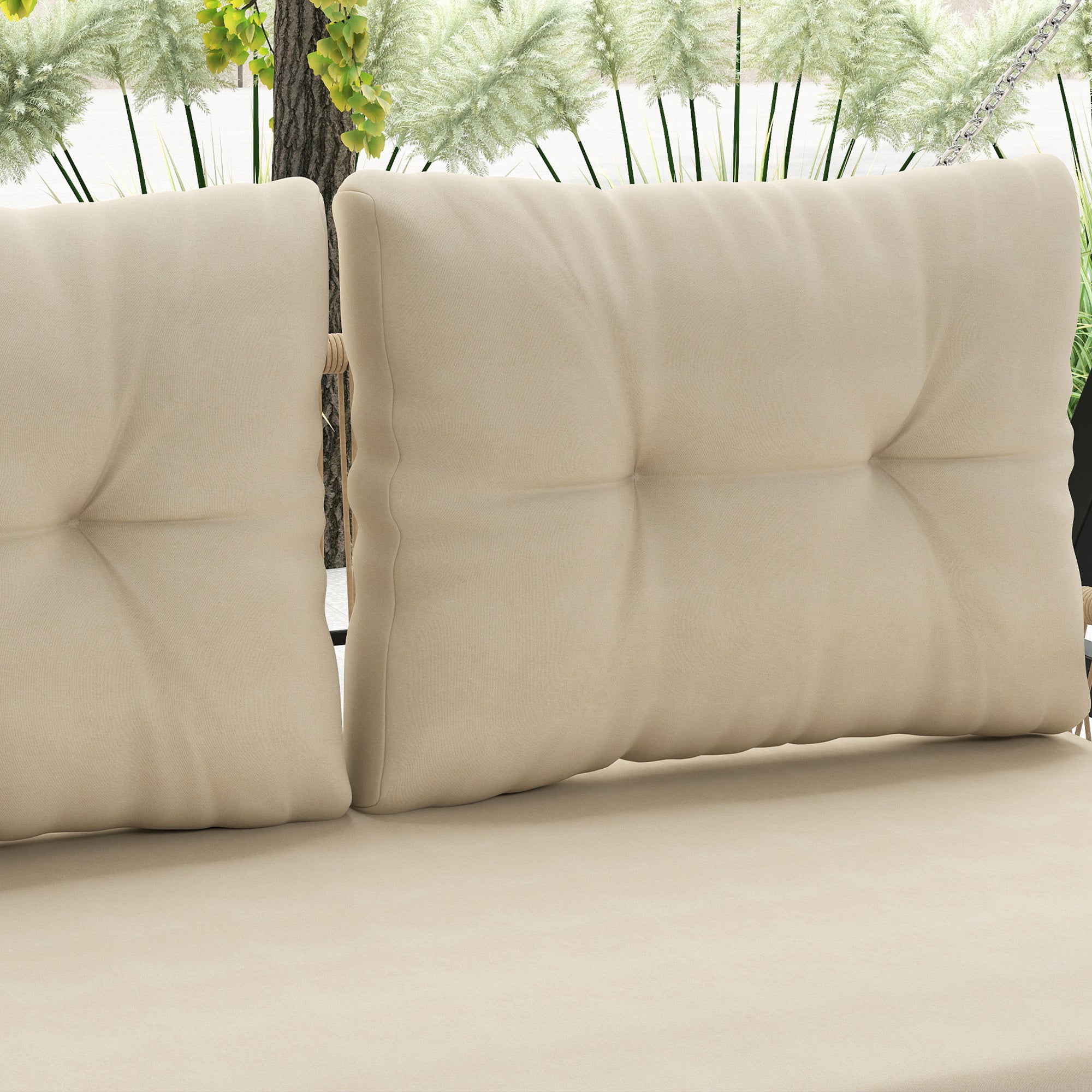 Hollywood Swing 2-Seater Rattan Garden Swing with Cushions Chain Hanging Bench up to 240 kg Load Capacity Swing Bench Garden Bench for Garden Balcony 115 x 66 x 44 cm Beige