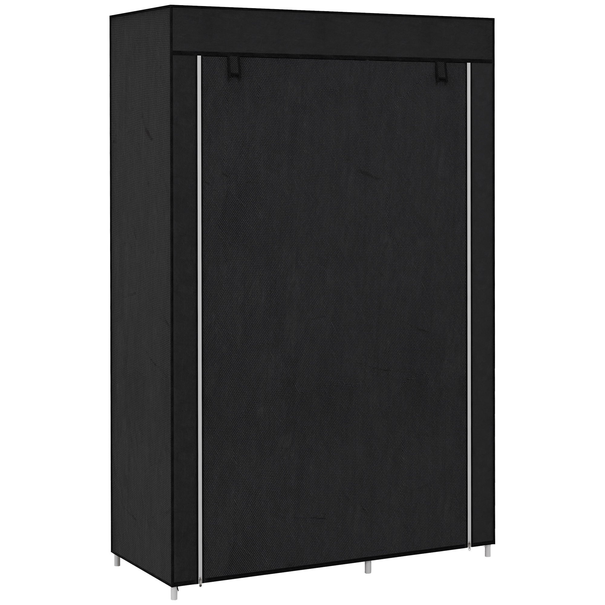 Wardrobe Fabric Wardrobe with 6 Shelves, Clothes Rail, Zipper Folding Wardrobe for Dressing Room Bedroom, 103 x 43 x 162.5 cm, Black