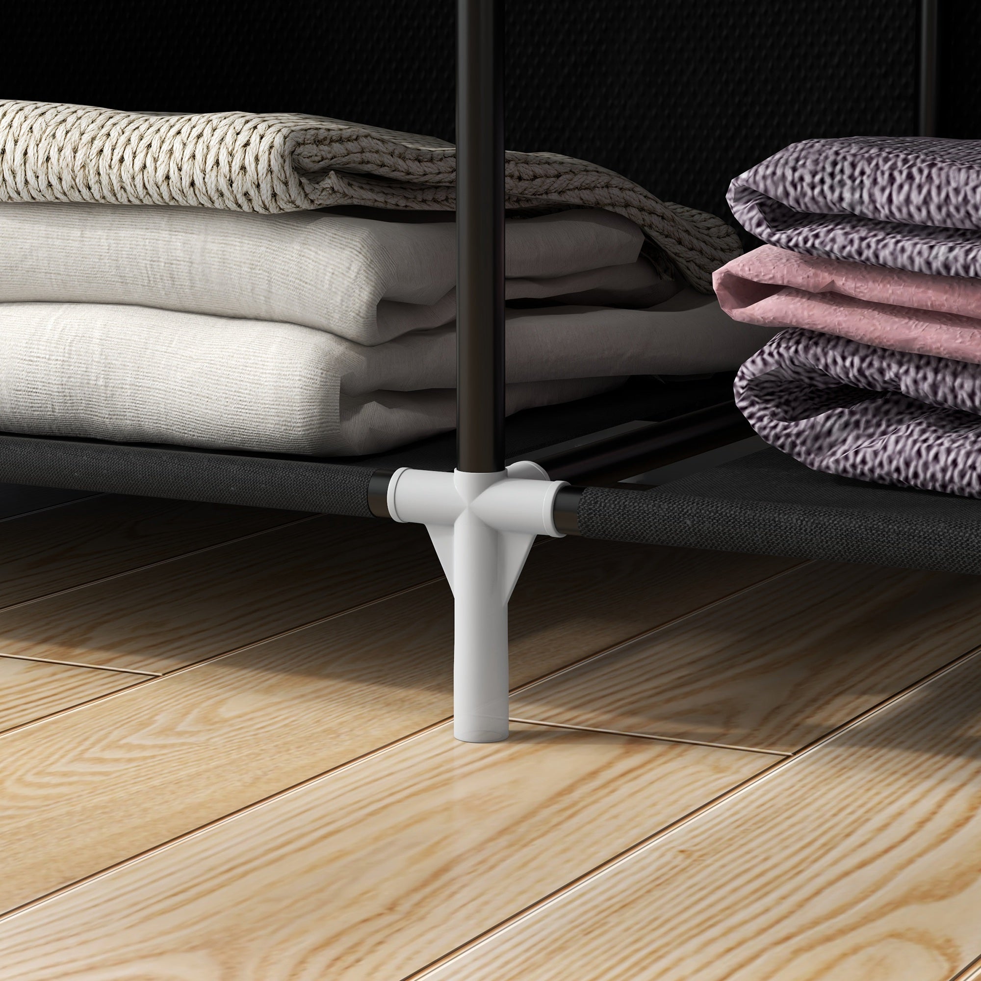 Wardrobe Fabric Wardrobe with 6 Shelves, Clothes Rail, Zipper Folding Wardrobe for Dressing Room Bedroom, 103 x 43 x 162.5 cm, Black