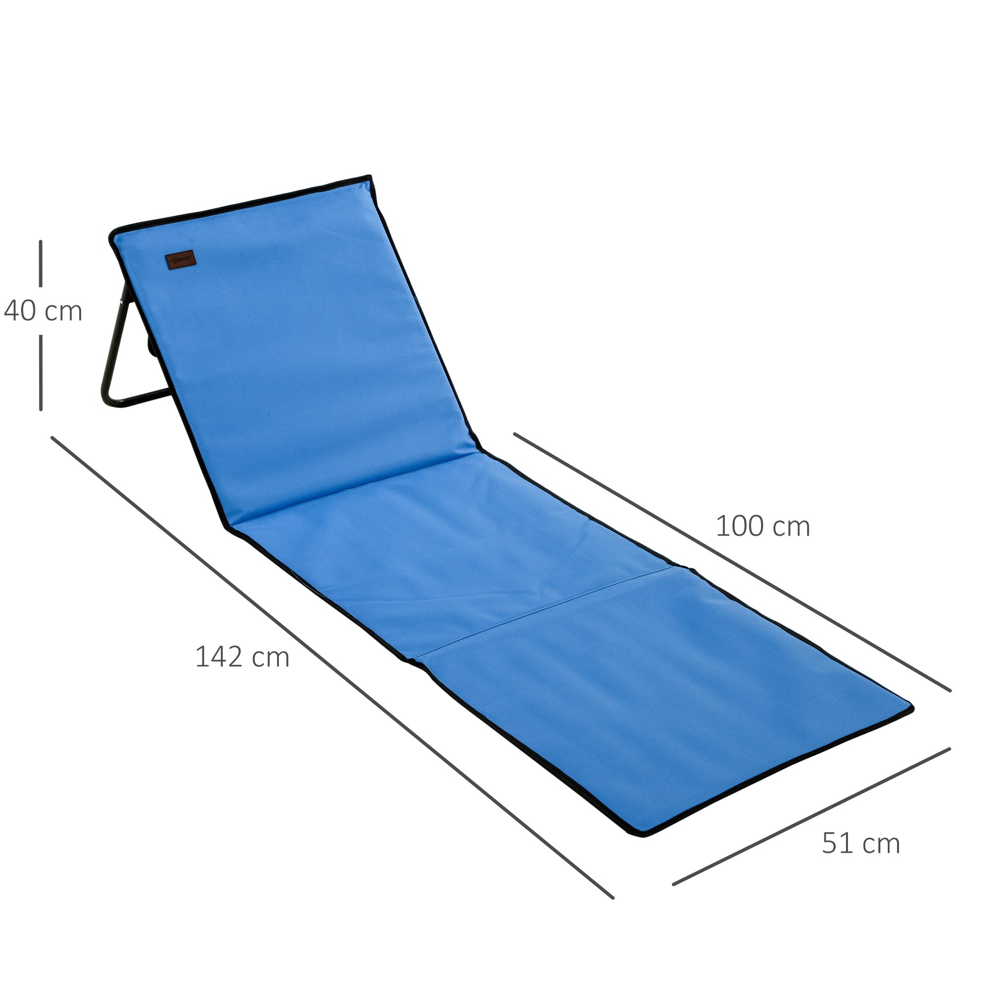 Set of 2 Padded Beach Mats - Beach Mattress - Beach Mats - Multi-Position Reclining Backrest - Included Carrying Bag - Blue Oxford Steel