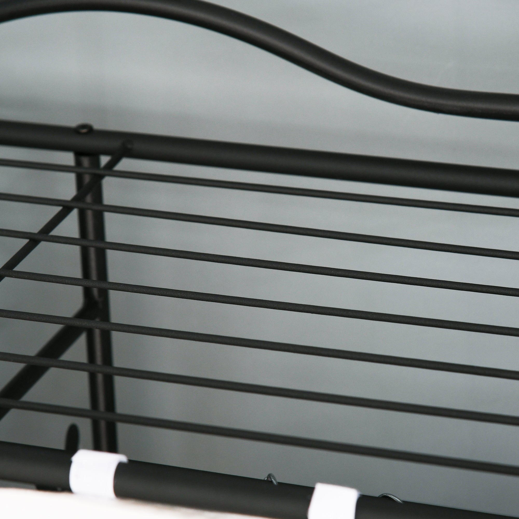 Adult Bedroom Wardrobe Clothing Dressing Multi Storage 5 Shelves 84L x 42W x 159H cm Metal Black 2 White Curtains